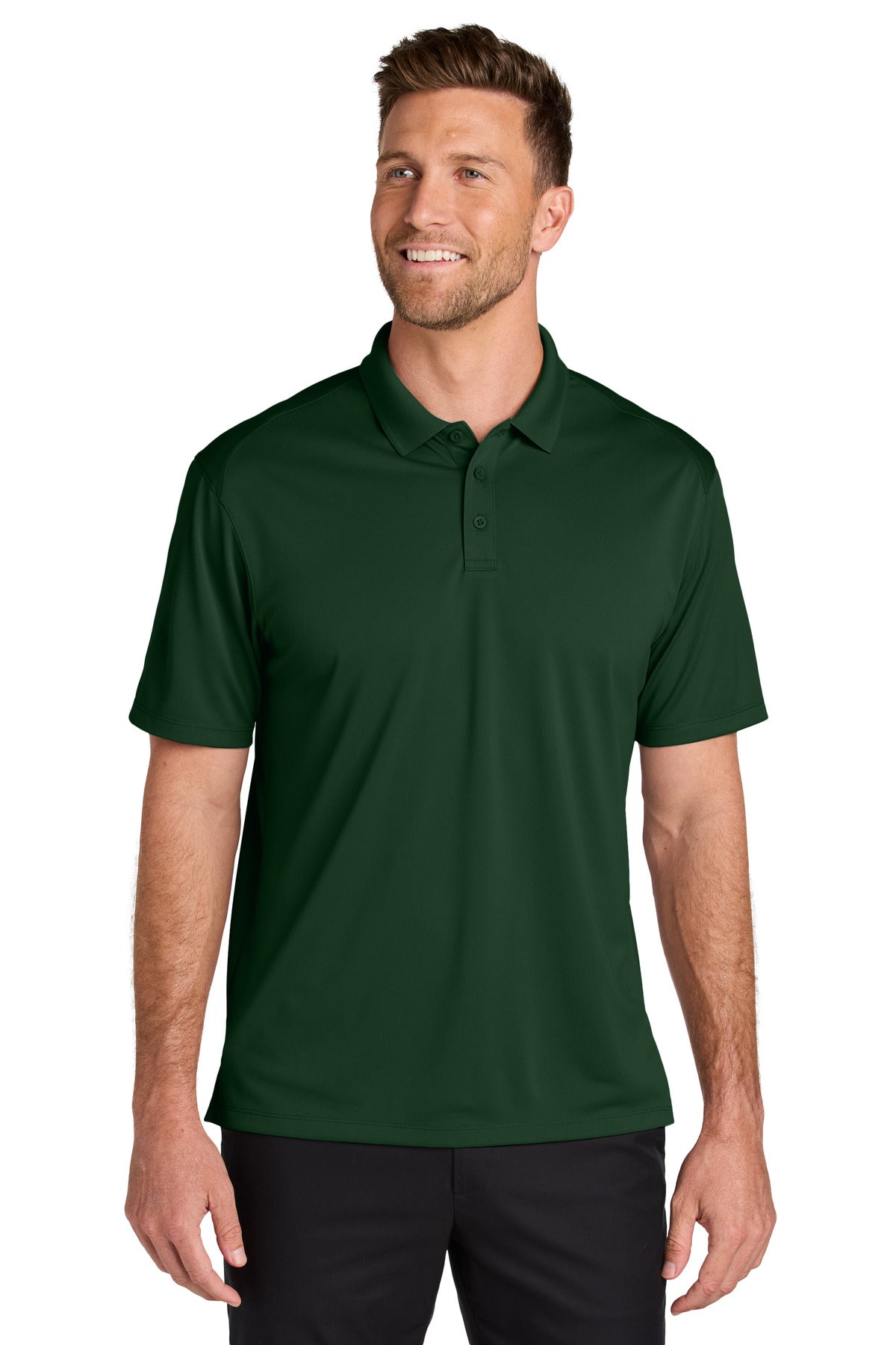 Custom logo Port Authority® Wearever Performance Pique Polo K240 in Deep Forest Green