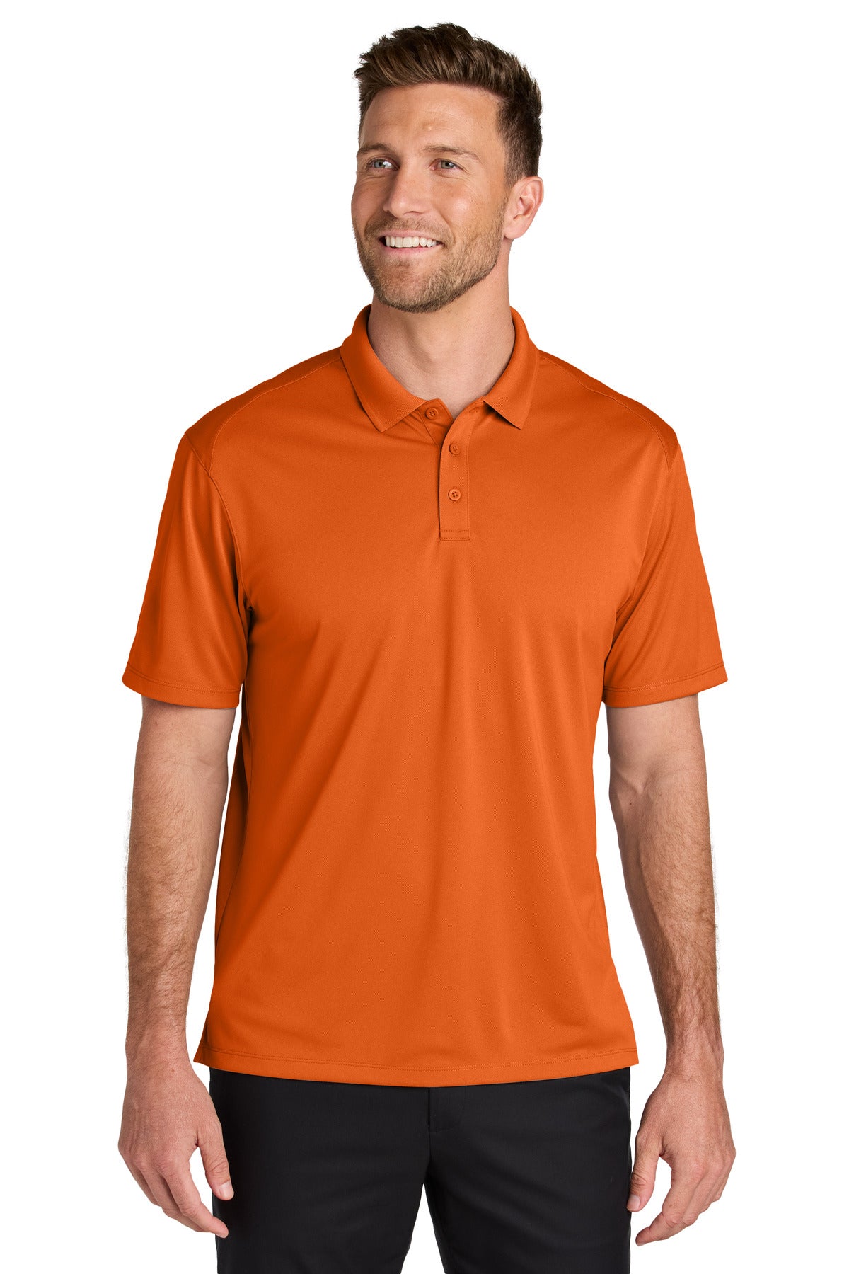 Custom logo Port Authority® Wearever Performance Pique Polo K240 in Field Orange