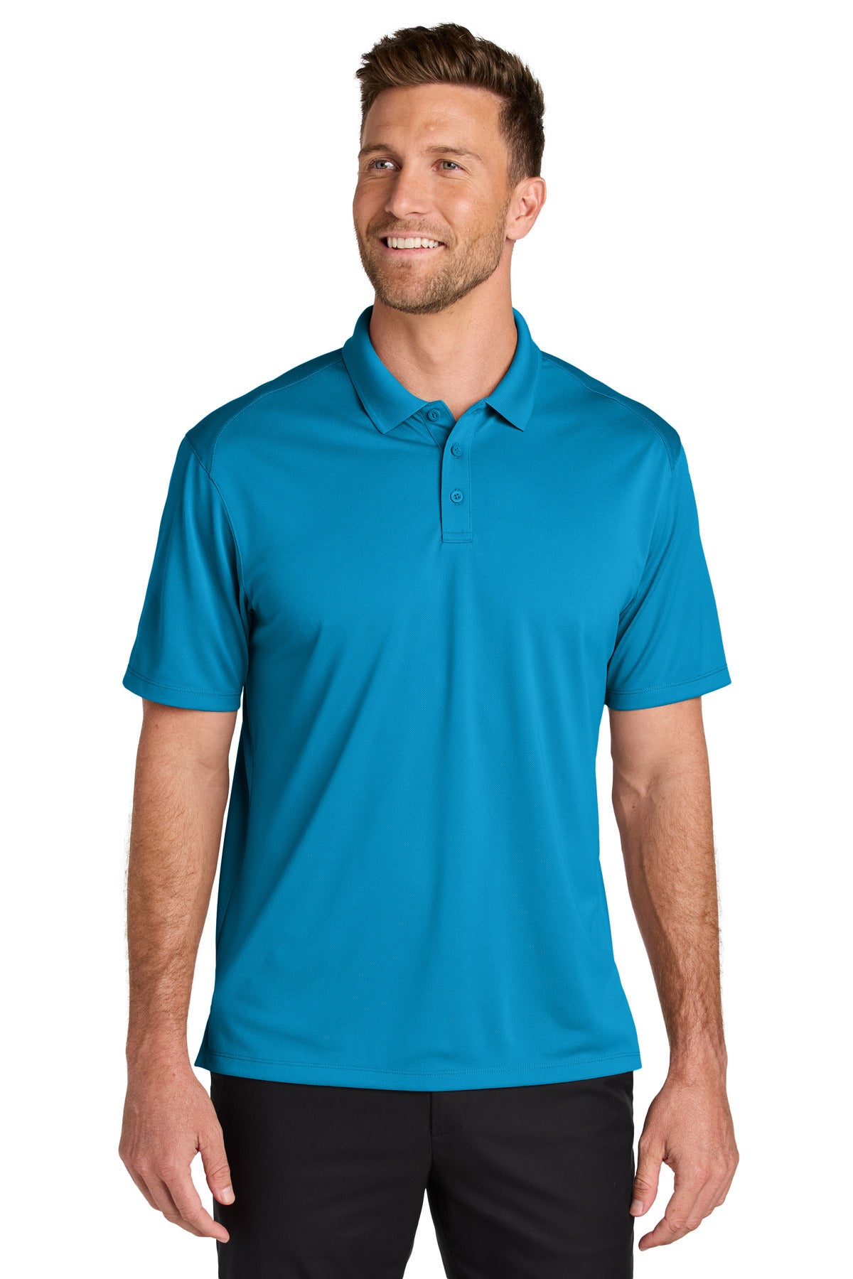 Custom logo Port Authority® Wearever Performance Pique Polo K240 in Parcel Blue