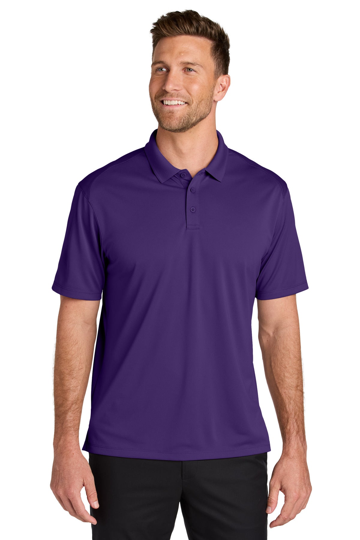 Custom logo Port Authority® Wearever Performance Pique Polo K240 in Prism Purple
