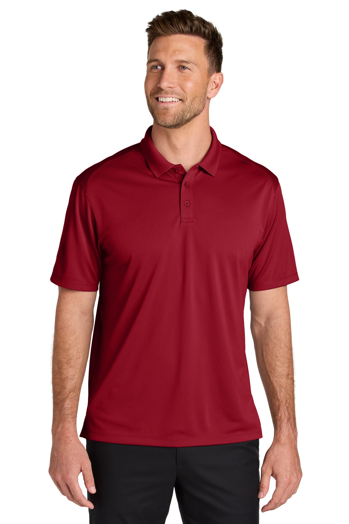 Custom logo Port Authority® Wearever Performance Pique Polo K240 in Rich Red