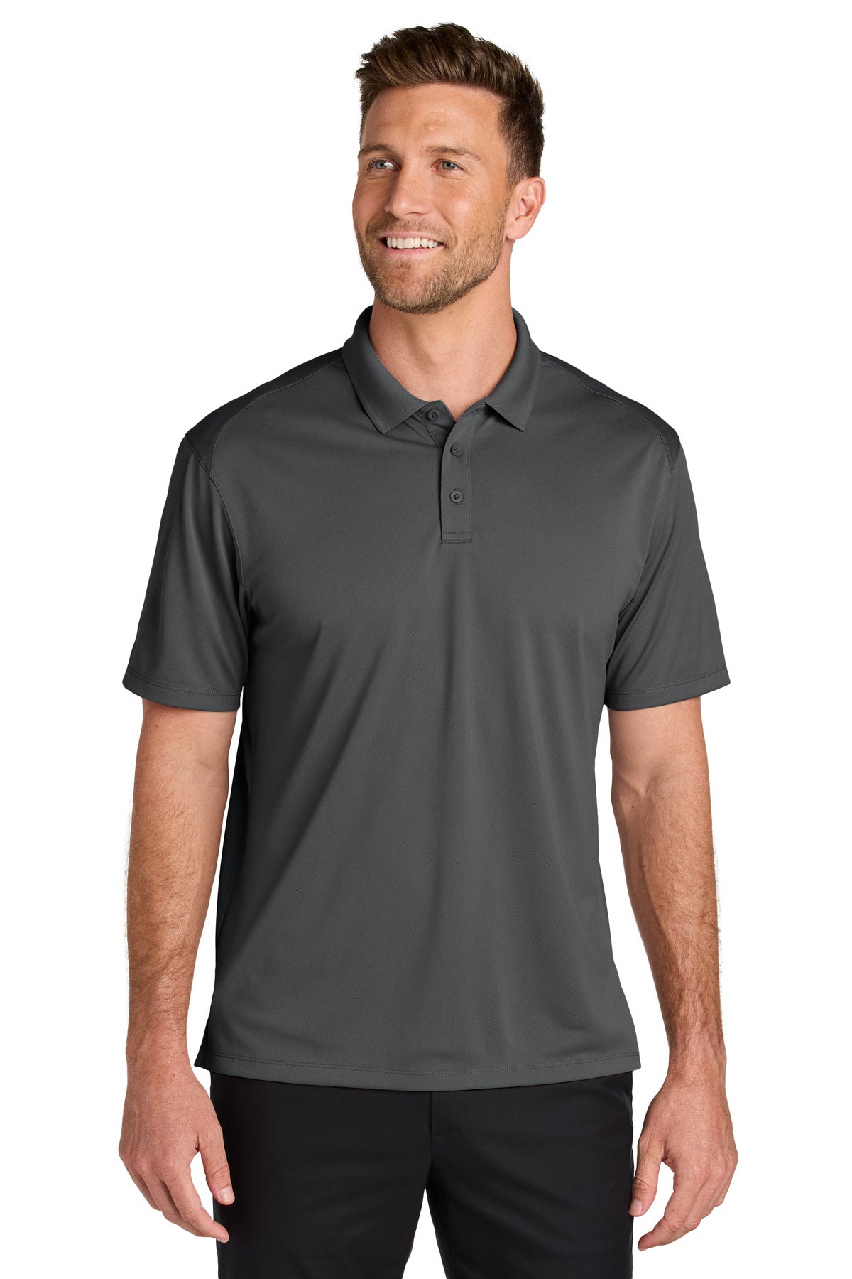 Custom logo Port Authority® Wearever Performance Pique Polo K240 in Storm Grey