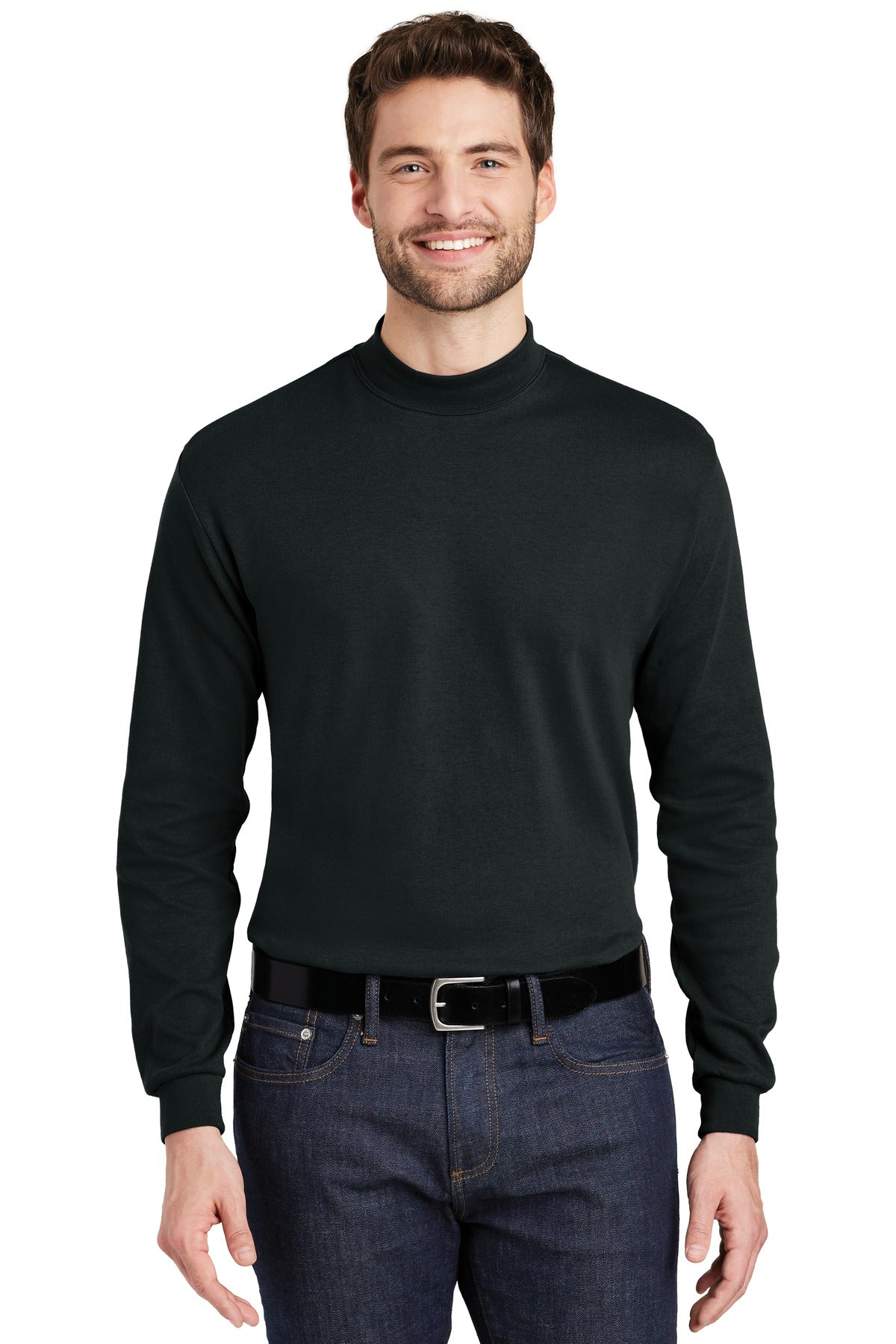 Custom logo Port Authority® Interlock Knit Mock Turtleneck.  K321 in Black