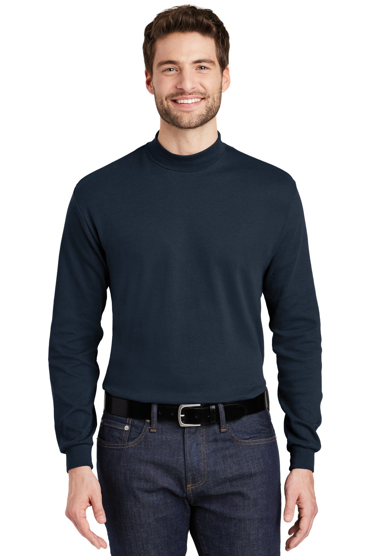 Custom logo Port Authority® Interlock Knit Mock Turtleneck.  K321 in Navy