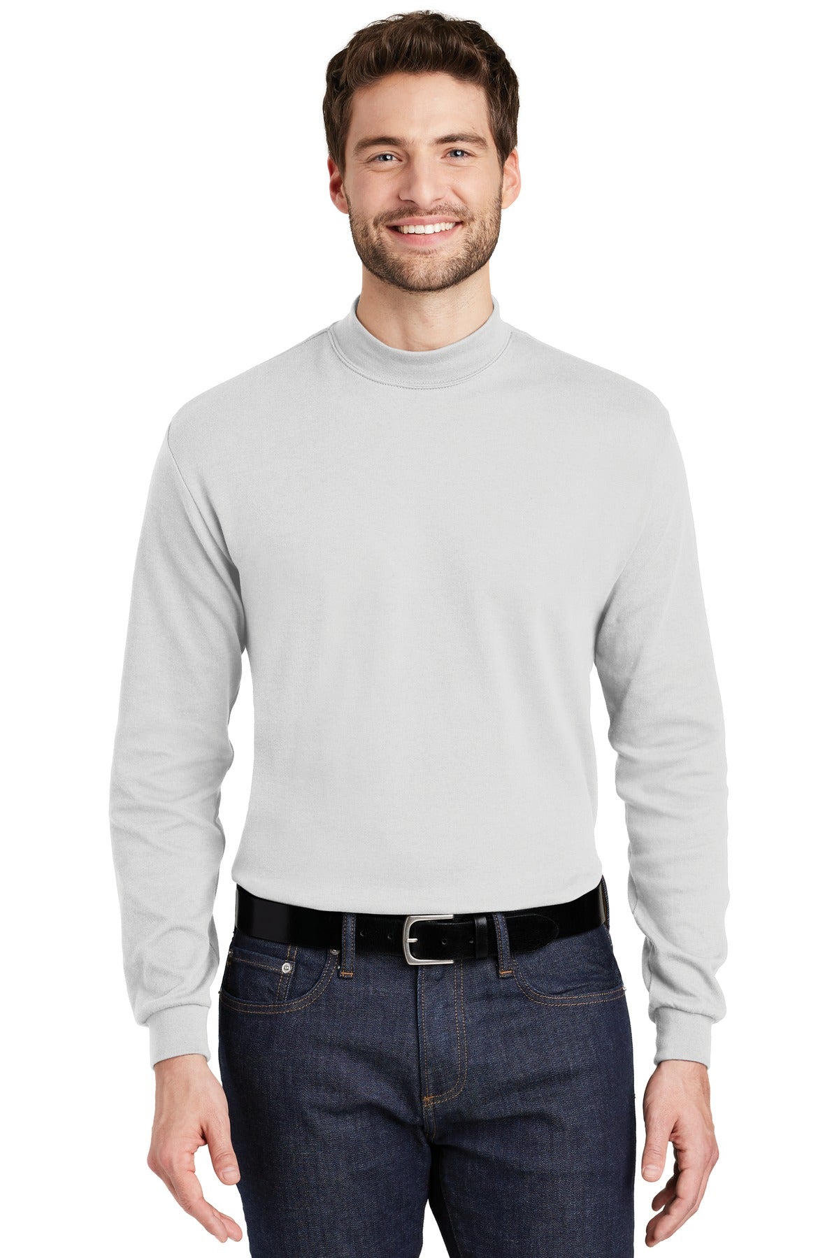 Custom logo Port Authority® Interlock Knit Mock Turtleneck.  K321 in White