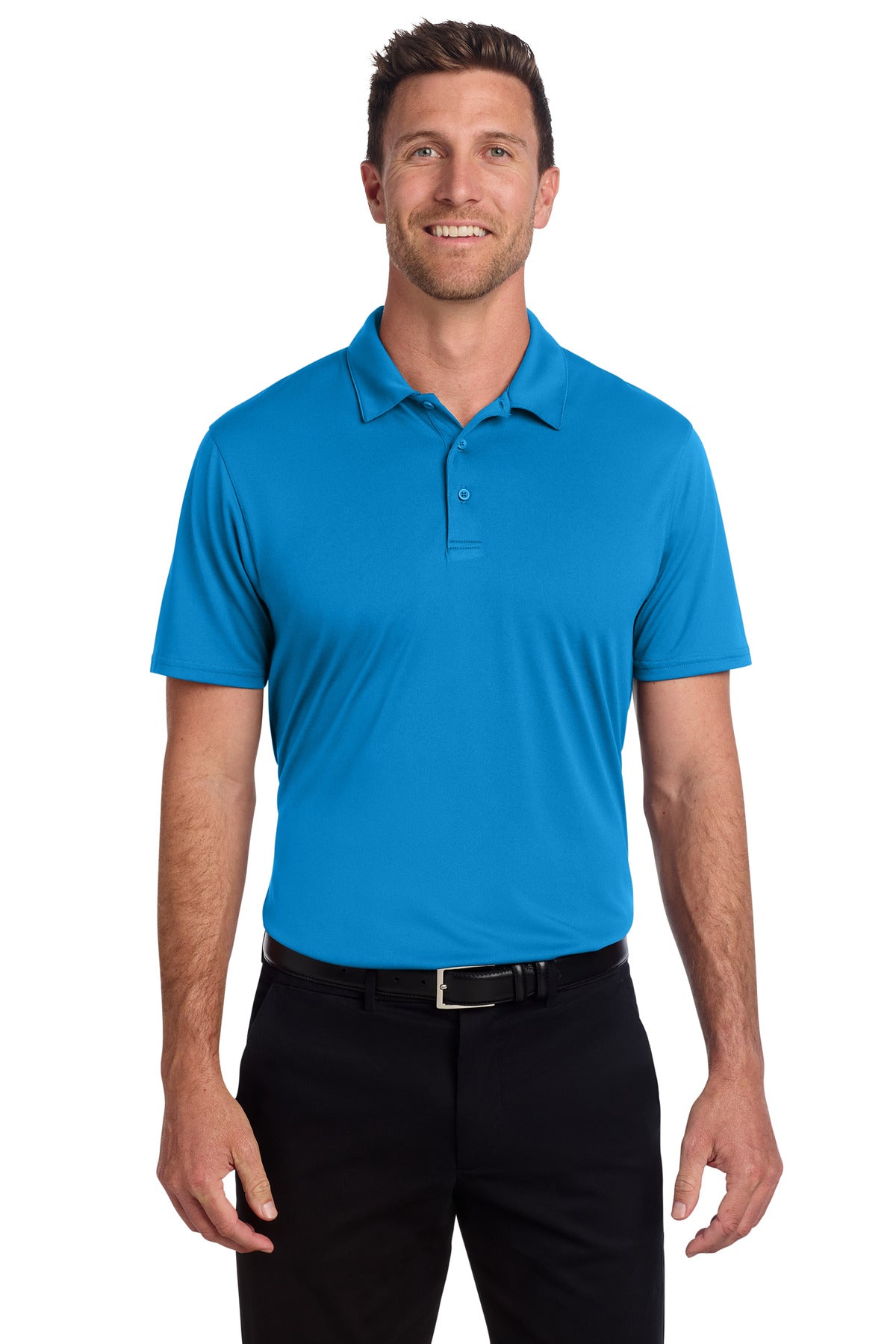 Custom logo Port Authority® Performance Staff Polo K398 in Brilliant Blue