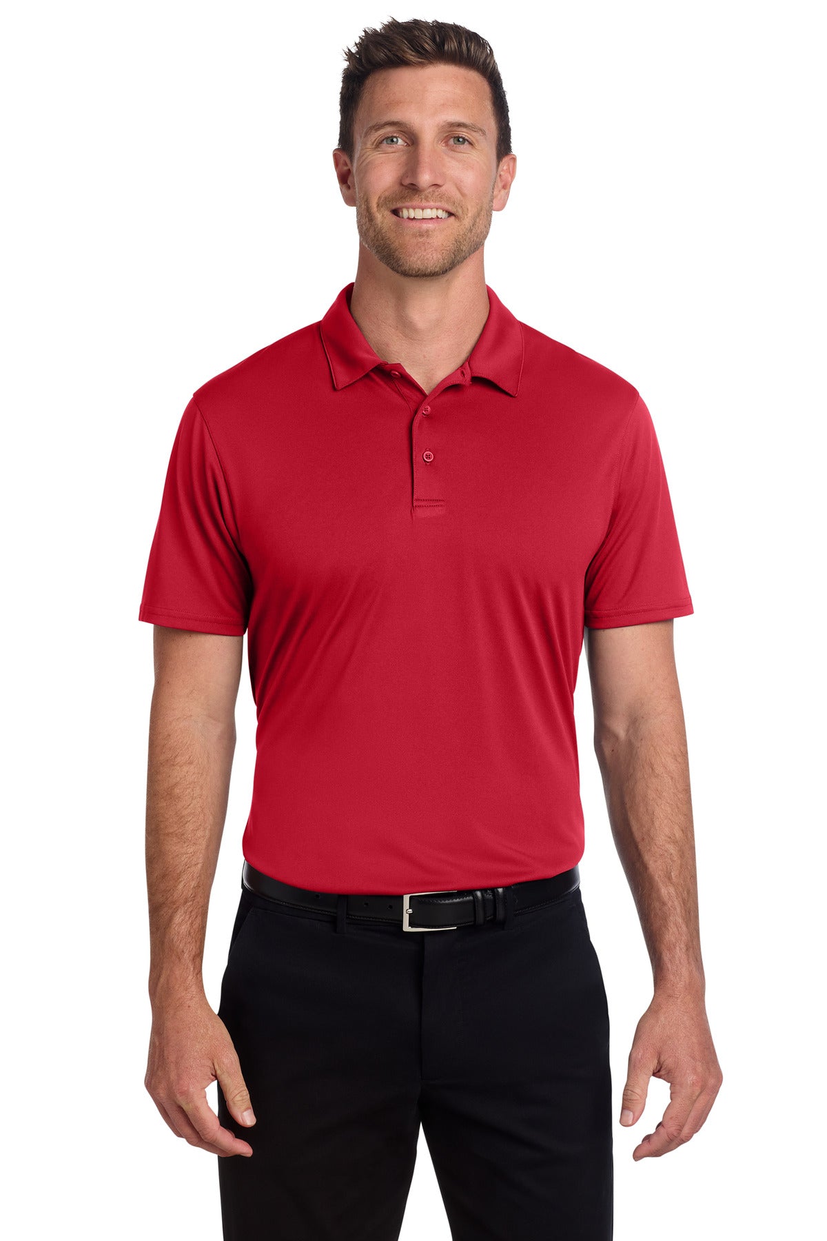 Custom logo Port Authority® Performance Staff Polo K398 in Engine Red