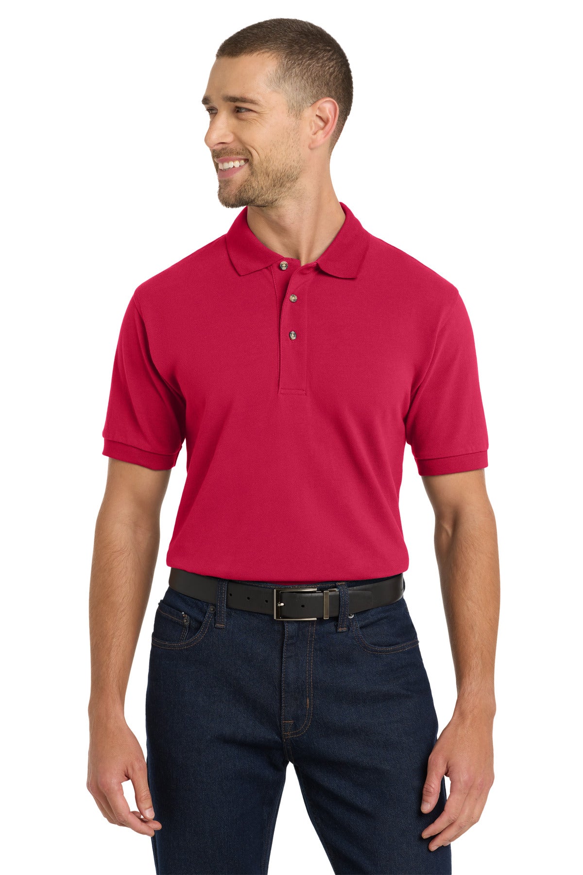 Custom logo Port Authority® Heavyweight Cotton Pique Polo.  K420 in Red