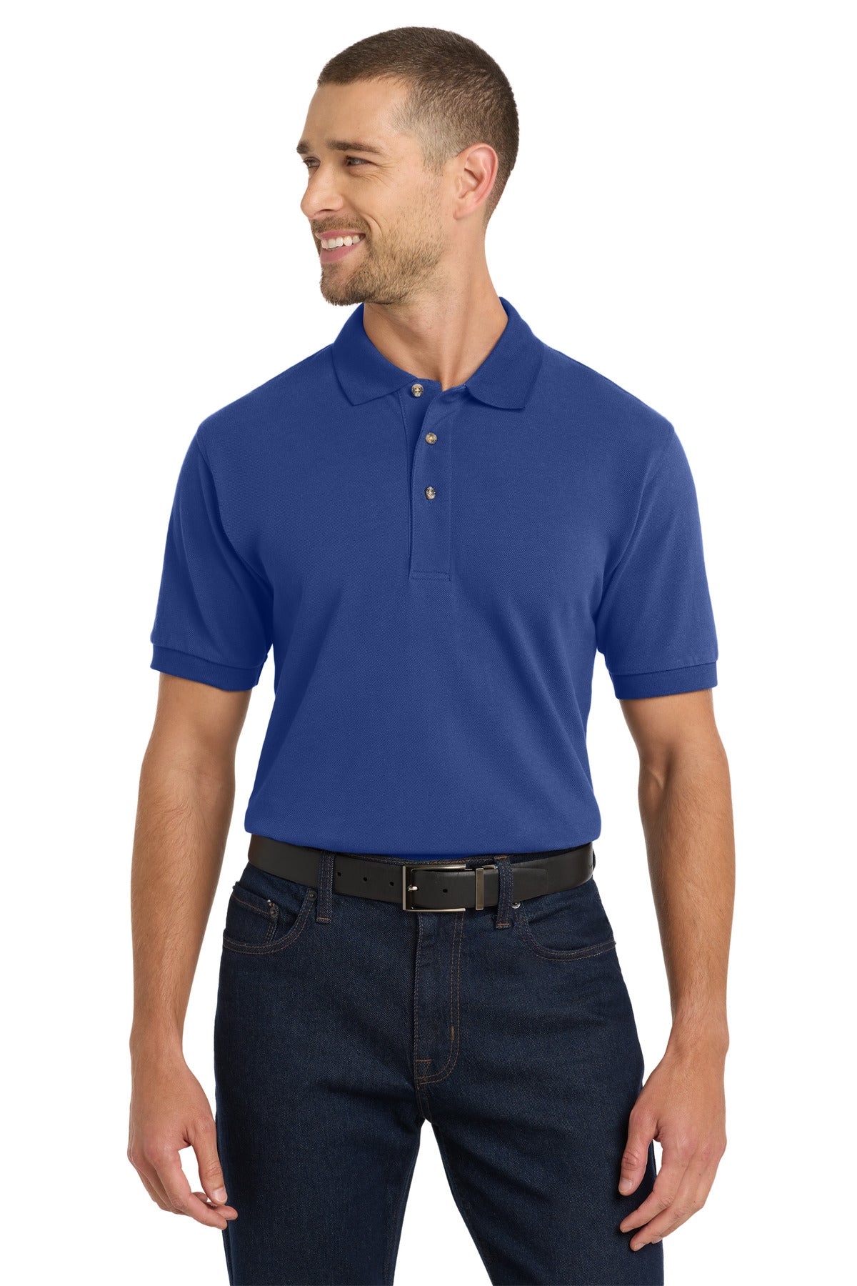Custom logo Port Authority® Heavyweight Cotton Pique Polo.  K420 in Royal