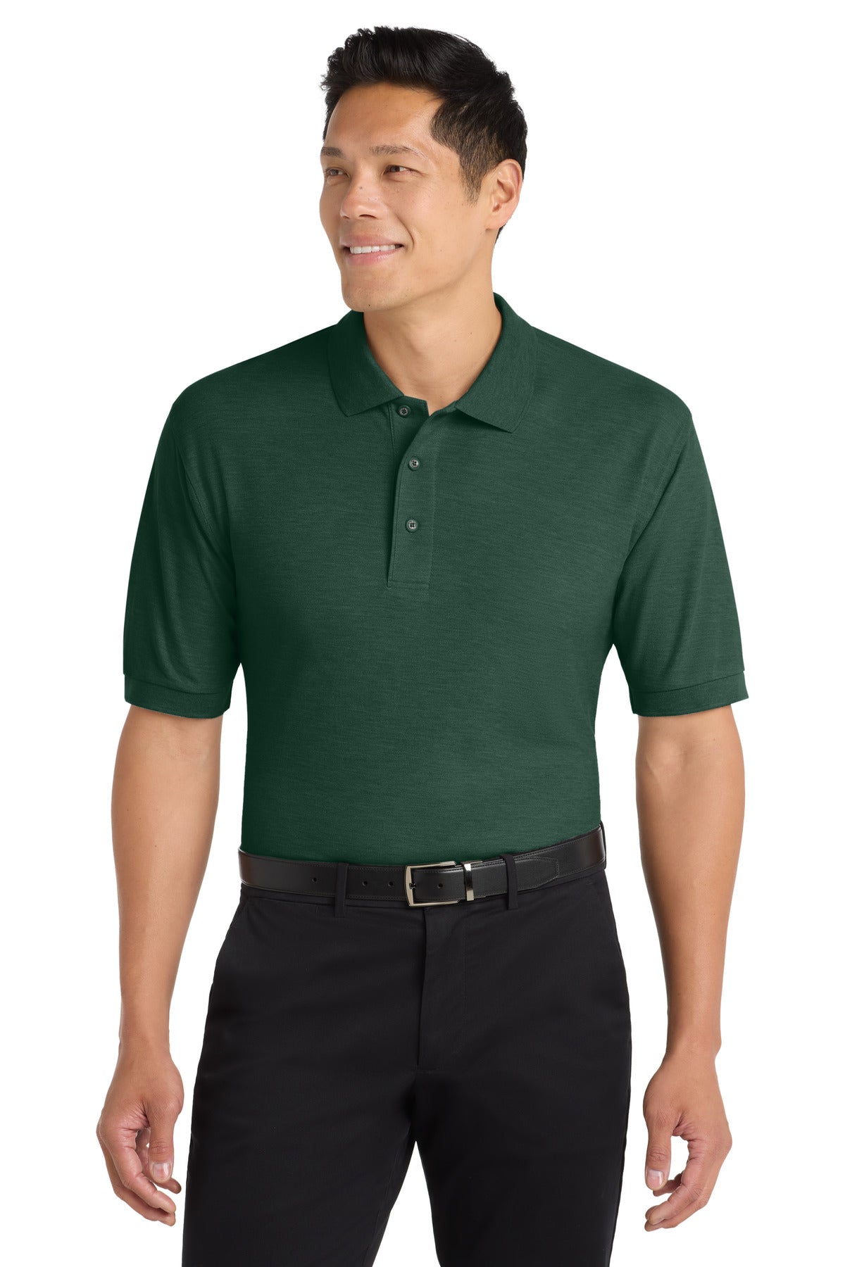Custom logo Port Authority® Extended Size Silk Touch™ Polo K500ES in Dark Green