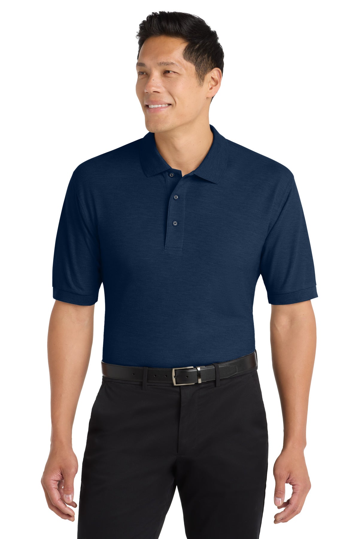 Custom logo Port Authority® Extended Size Silk Touch™ Polo K500ES in Navy
