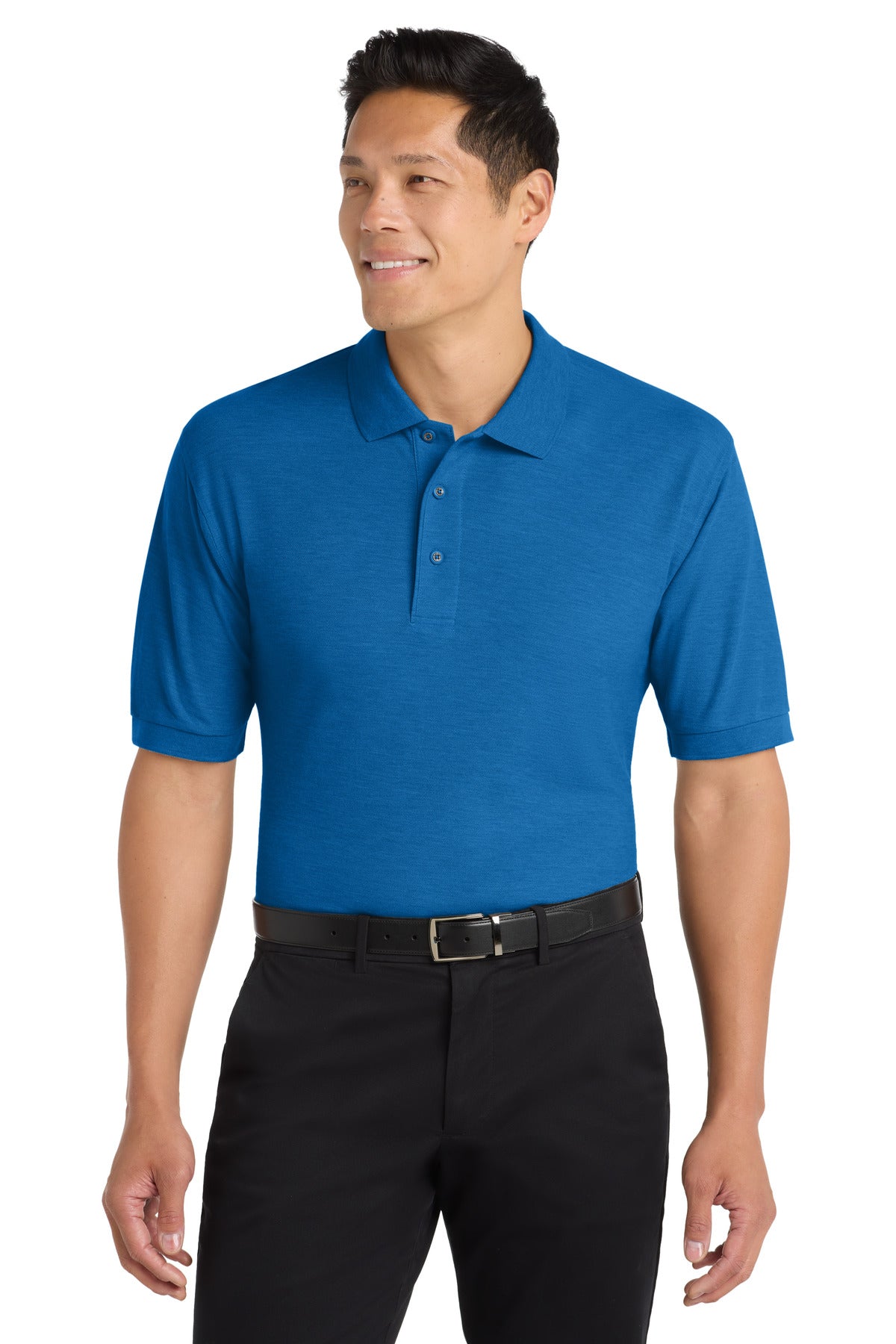 Custom logo Port Authority® Extended Size Silk Touch™ Polo K500ES in Strong Blue