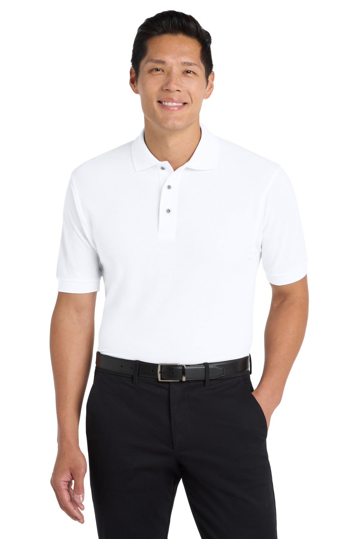 Custom logo Port Authority® Extended Size Silk Touch™ Polo K500ES in White