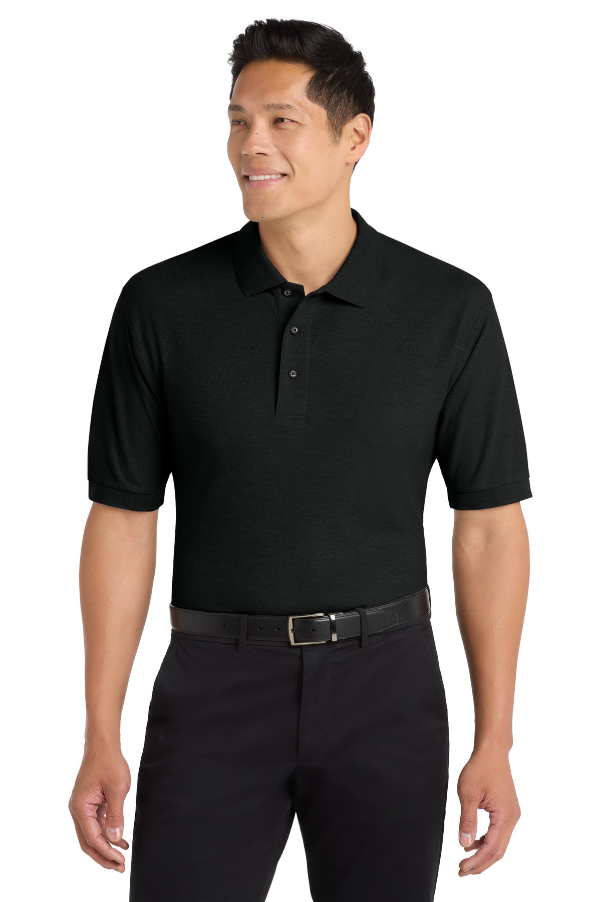 Custom logo Port Authority® Silk Touch™ Polo K500 in Black