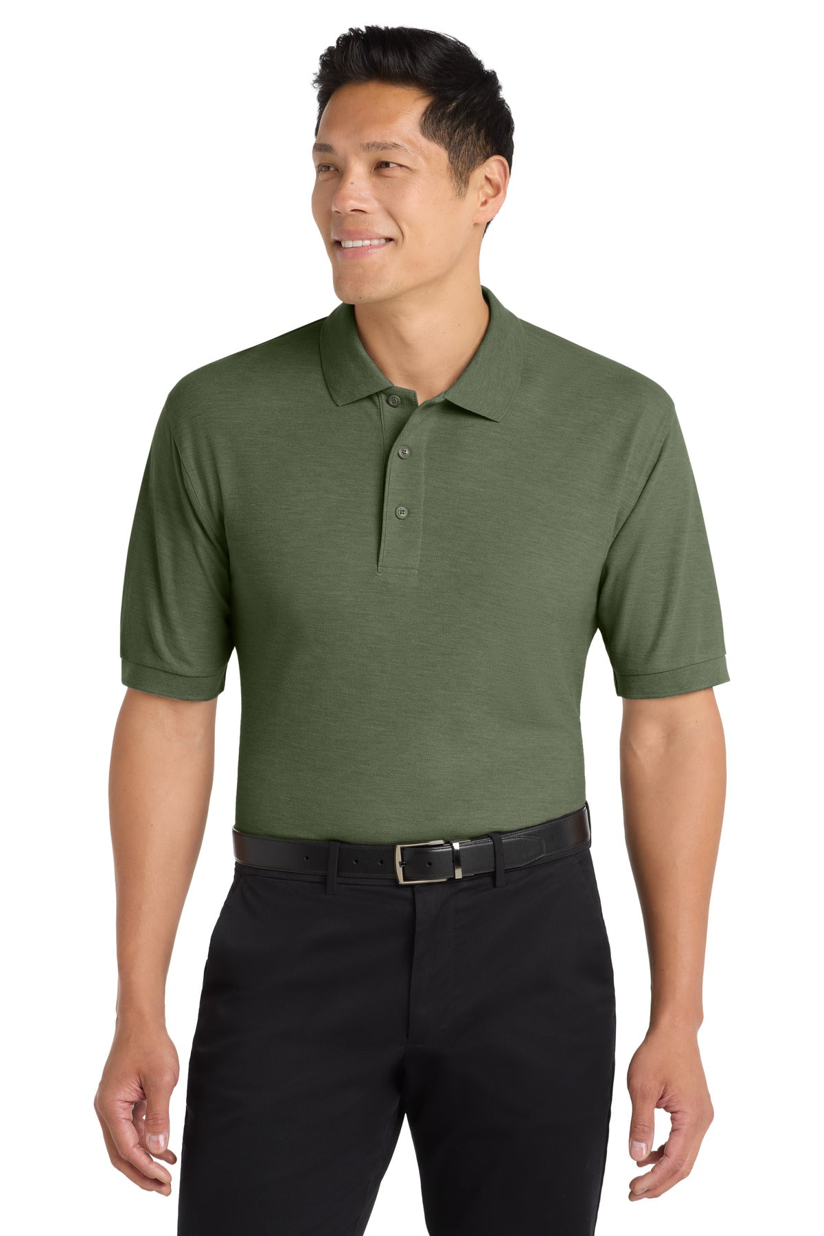 Custom logo Port Authority® Silk Touch™ Polo K500 in Clover Green