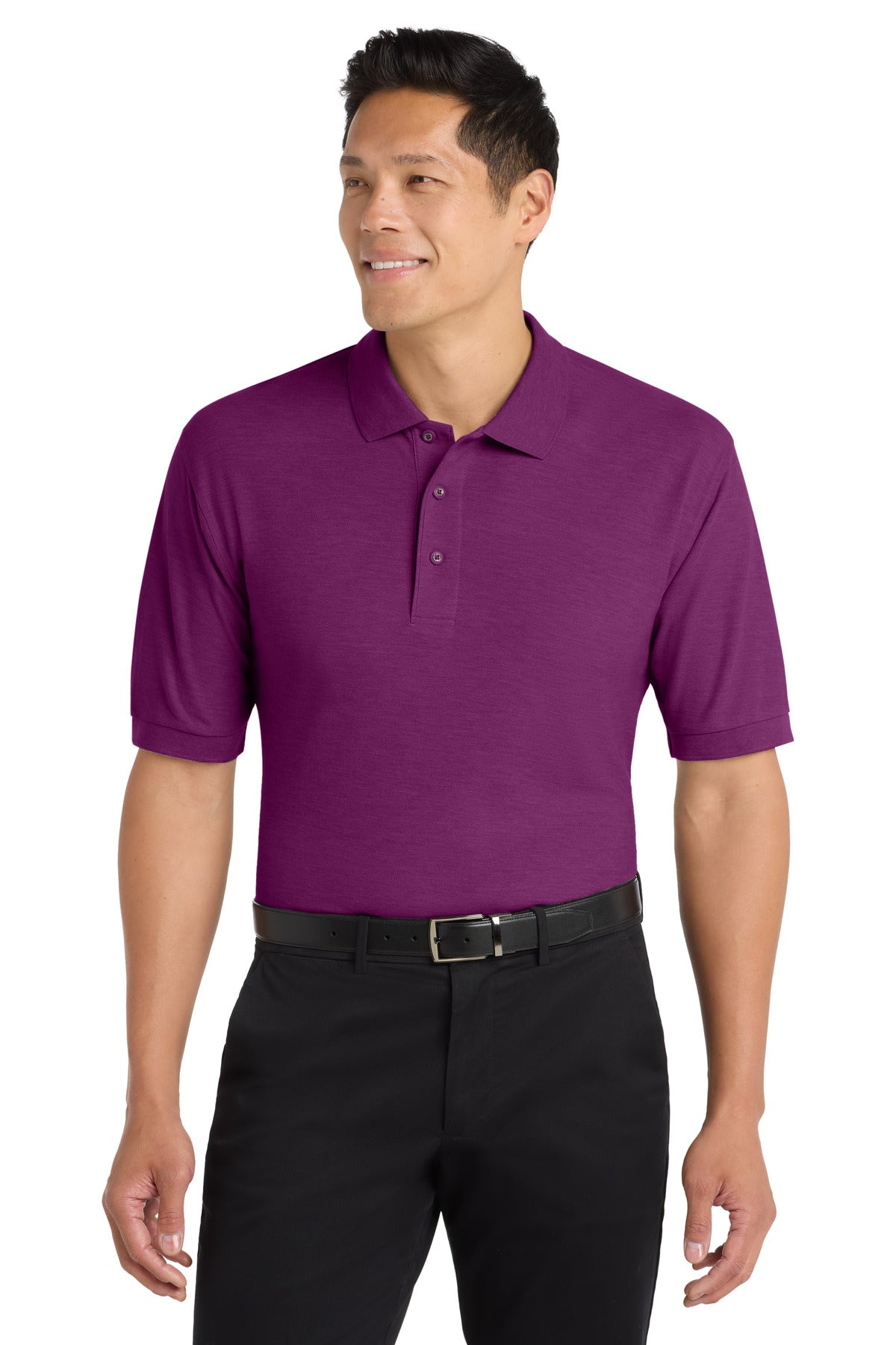 Custom logo Port Authority® Silk Touch™ Polo K500 in Deep Berry
