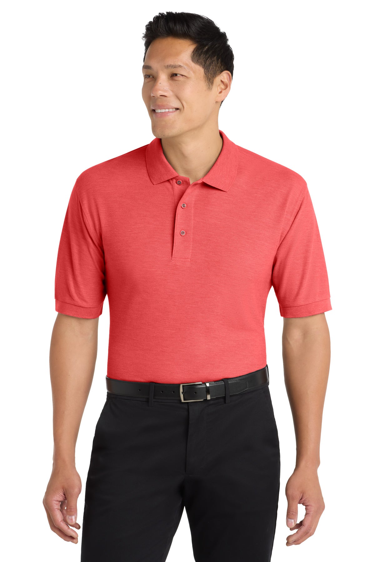 Custom logo Port Authority® Silk Touch™ Polo K500 in Hibiscus