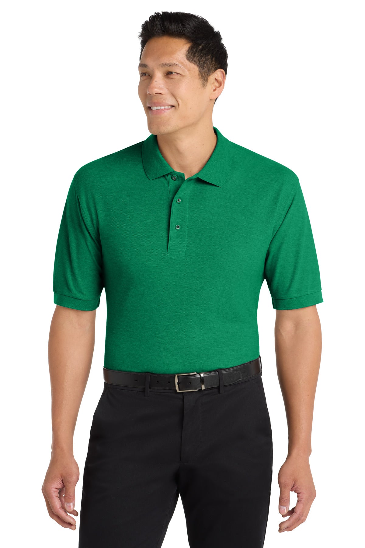 Custom logo Port Authority® Silk Touch™ Polo K500 in Kelly Green