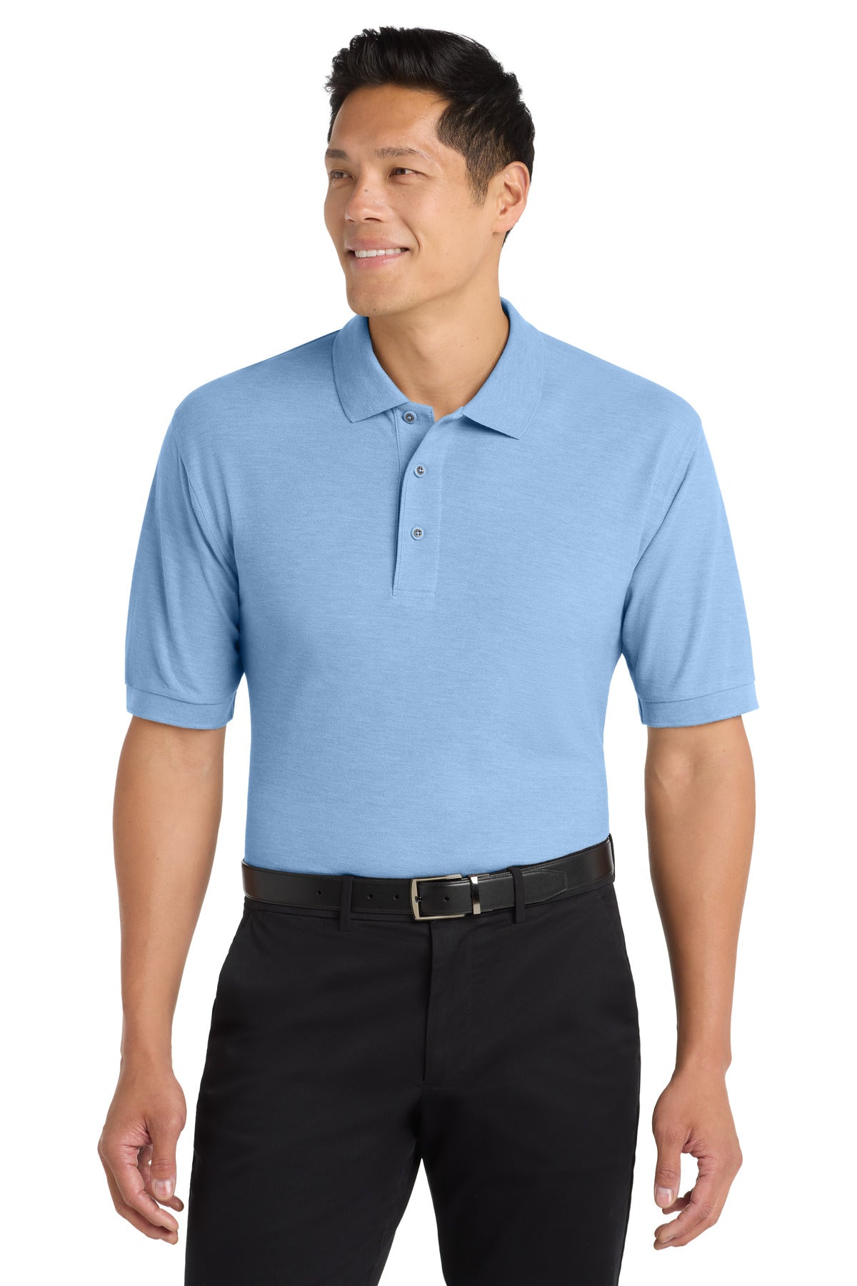 Custom logo Port Authority® Silk Touch™ Polo K500 in Light Blue