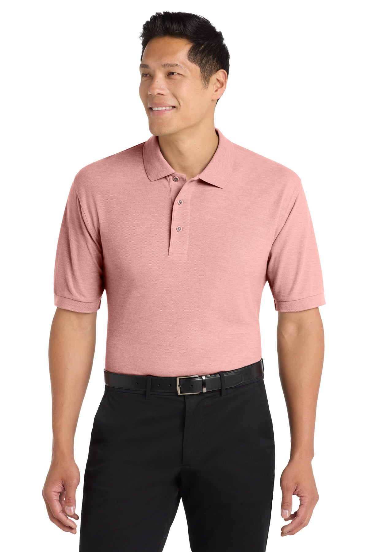 Custom logo Port Authority® Silk Touch™ Polo K500 in Light Pink