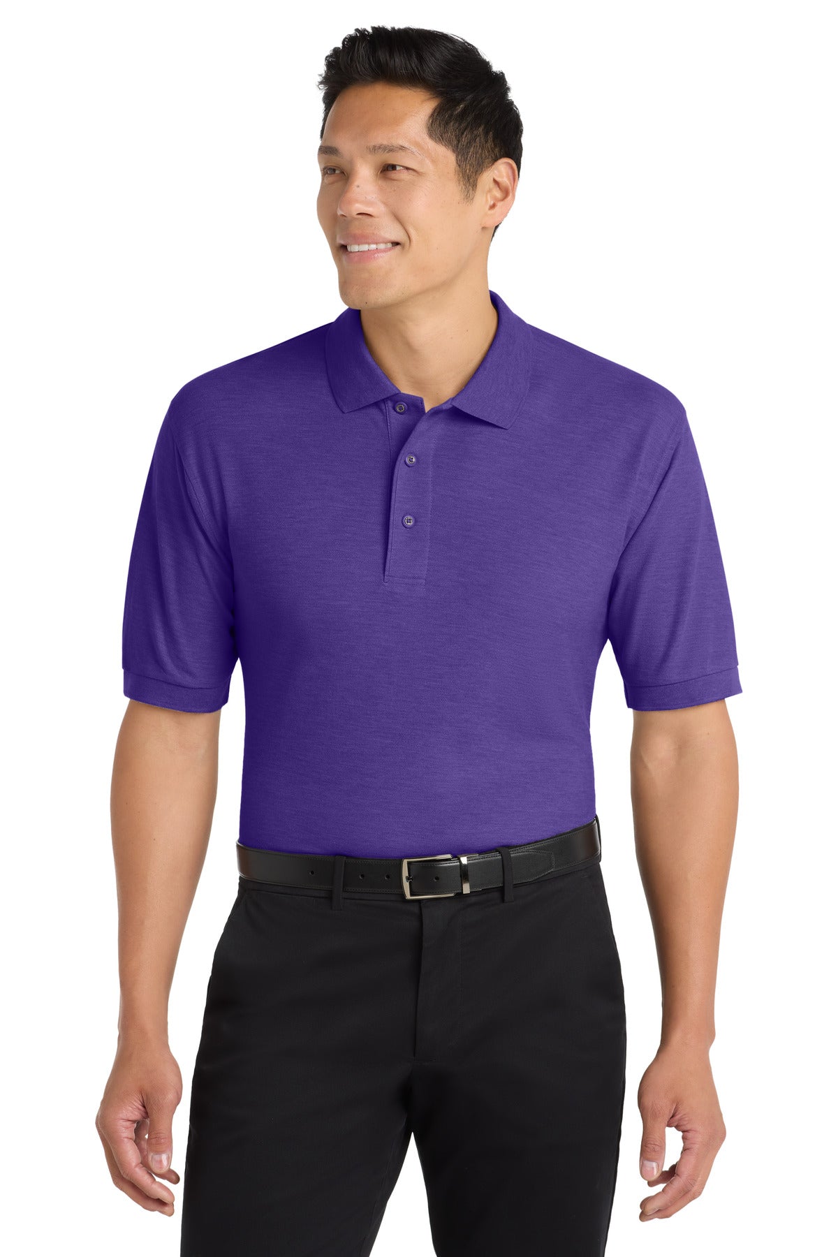 Custom logo Port Authority® Silk Touch™ Polo K500 in Purple