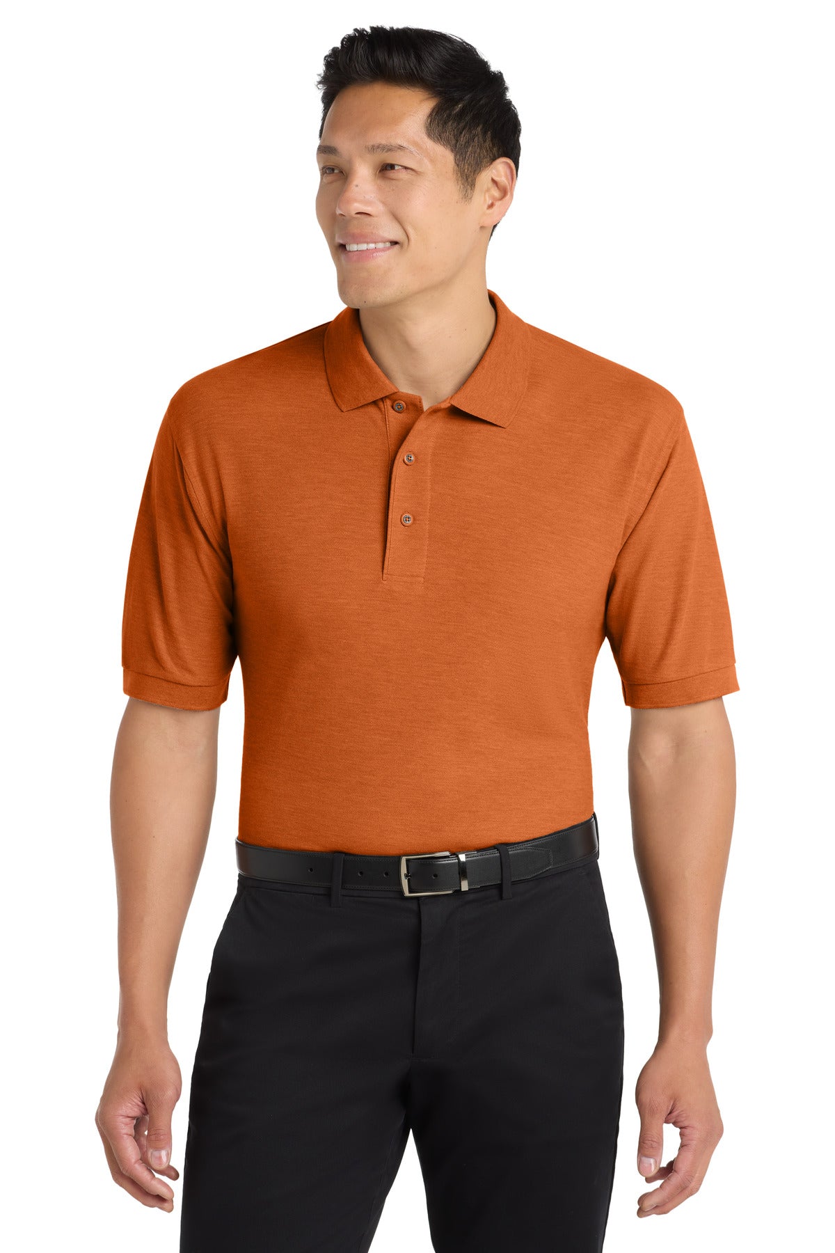 Custom logo Port Authority® Silk Touch™ Polo K500 in Texas Orange