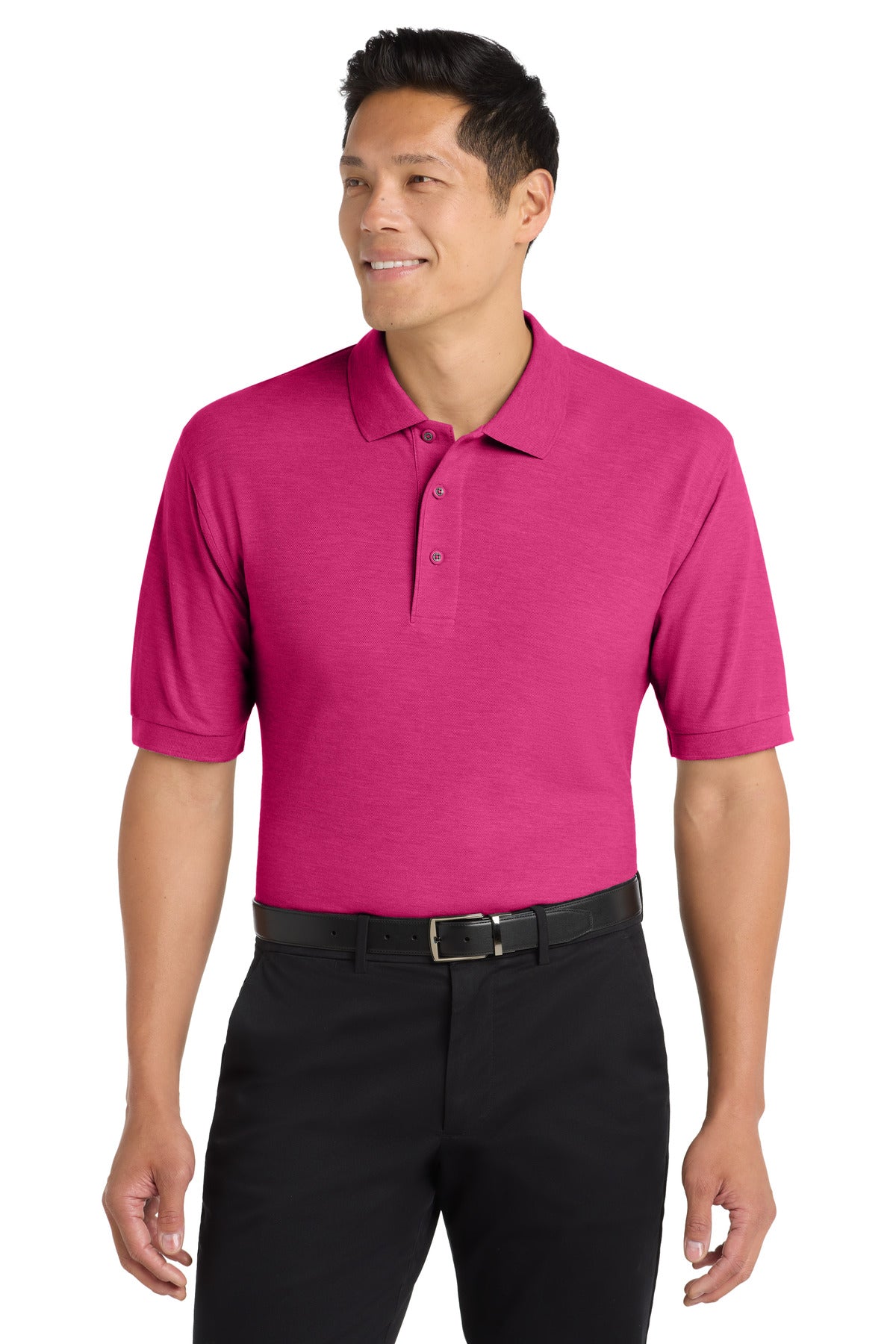 Custom logo Port Authority® Silk Touch™ Polo K500 in Tropical Pink