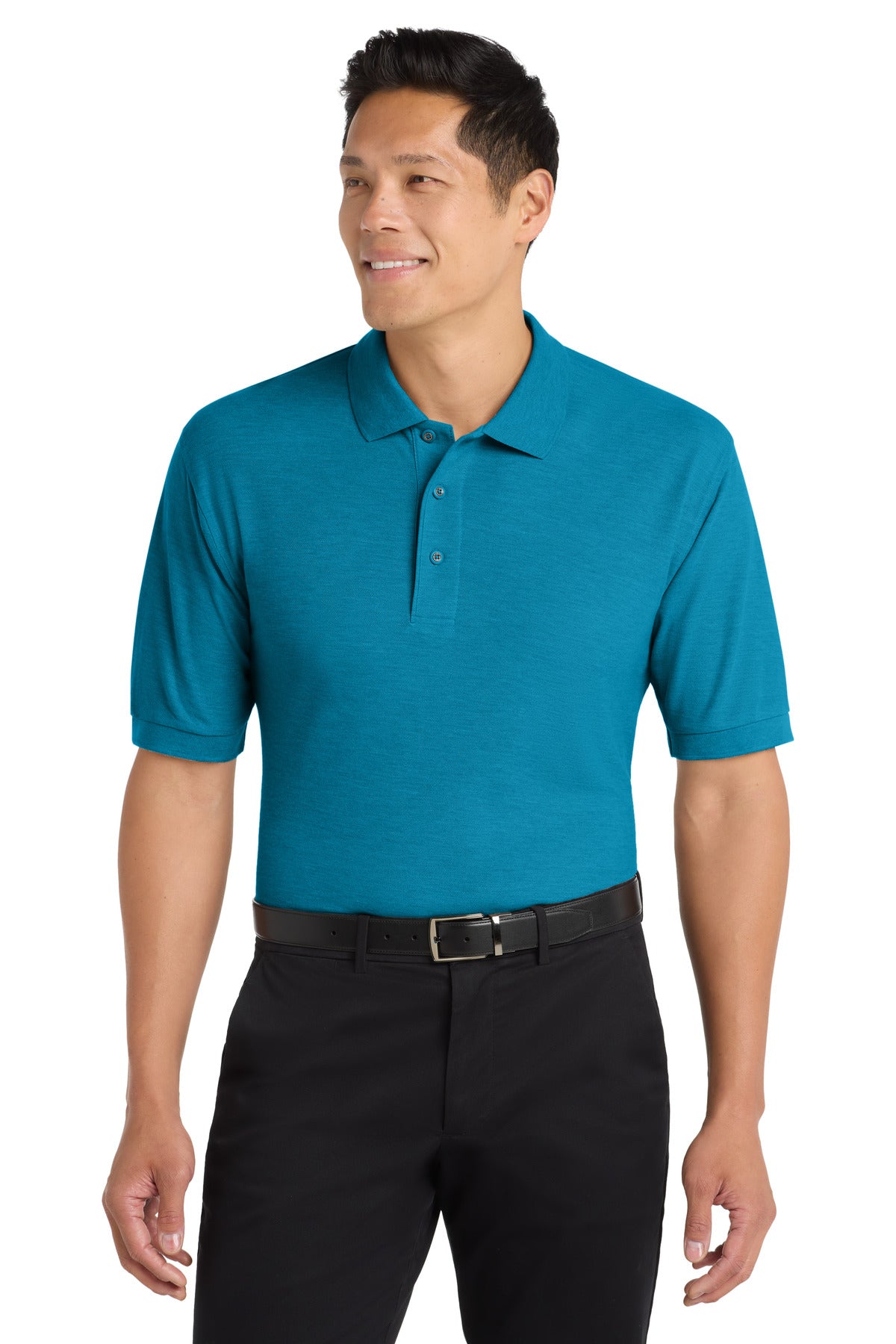 Custom logo Port Authority® Silk Touch™ Polo K500 in Turquoise