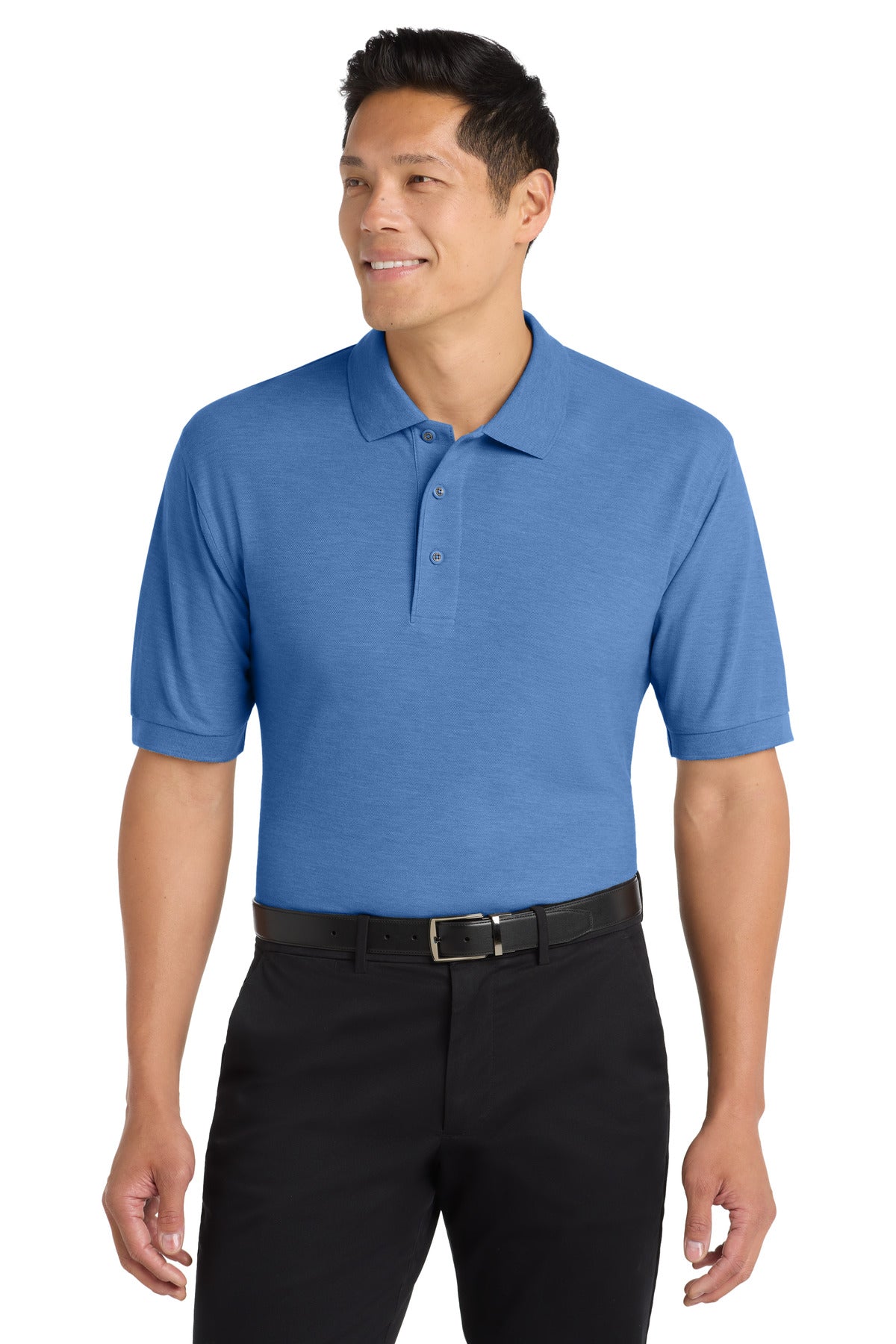 Custom logo Port Authority® Silk Touch™ Polo K500 in Ultramarine Blue