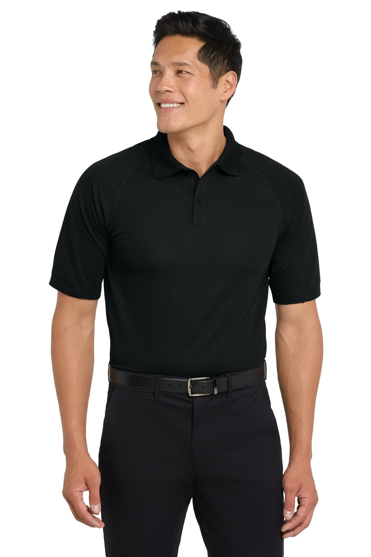 Custom logo Port Authority® Dry Zone® Ottoman Polo.  K525 in Black