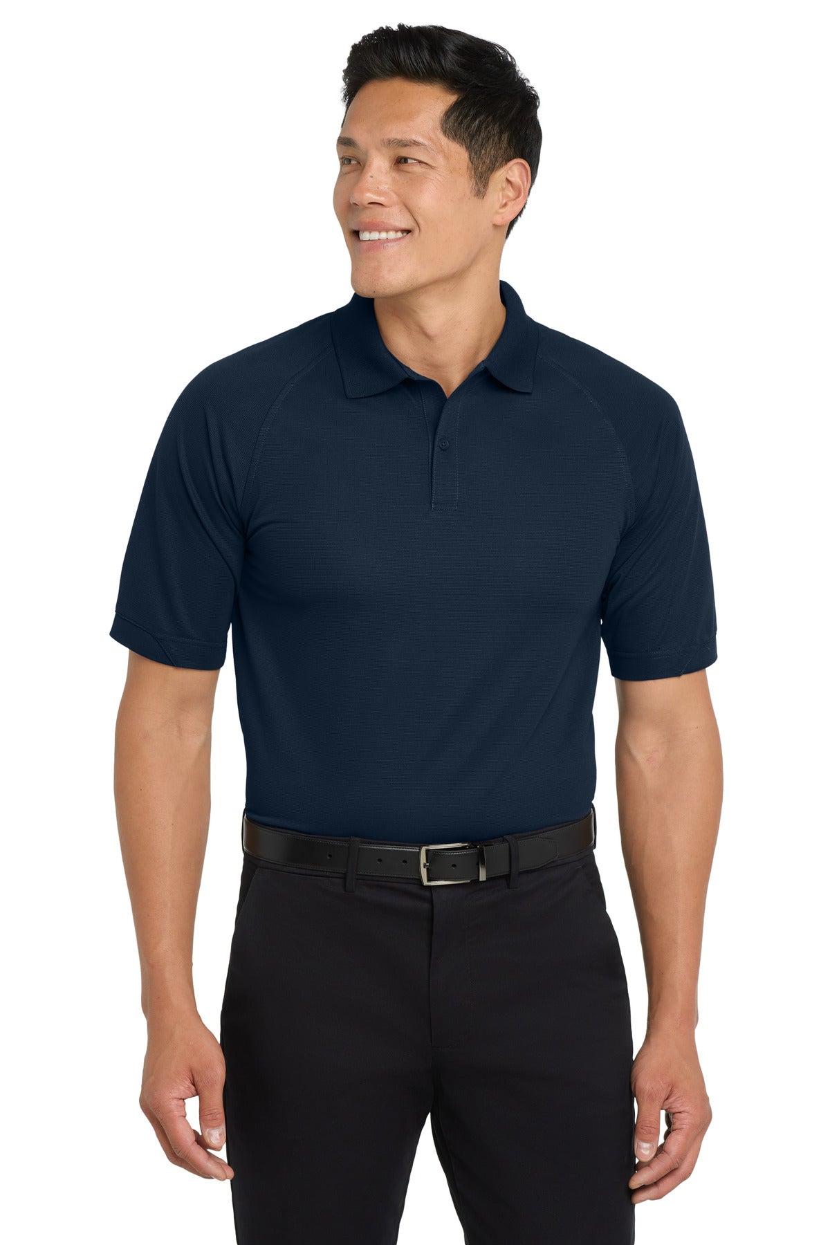Custom logo Port Authority® Dry Zone® Ottoman Polo.  K525 in Navy