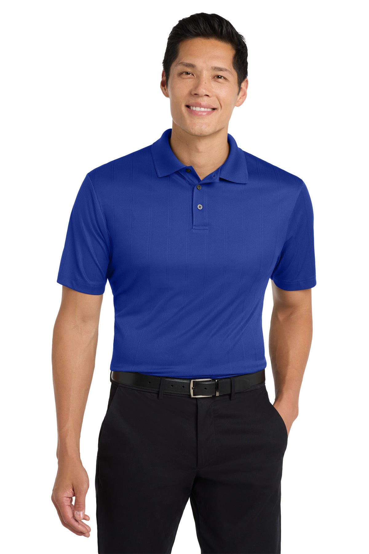 Custom logo Port Authority® Performance Fine Jacquard Polo. K528 in Hyper Blue