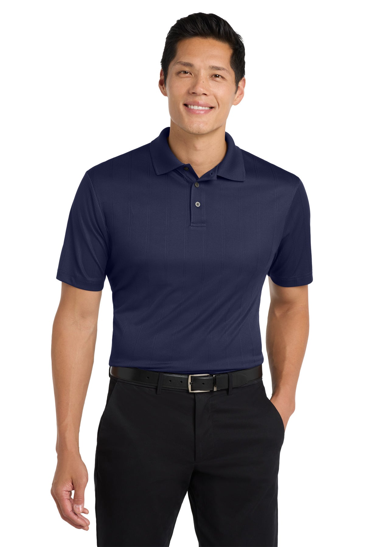 Custom logo Port Authority® Performance Fine Jacquard Polo. K528 in True Navy