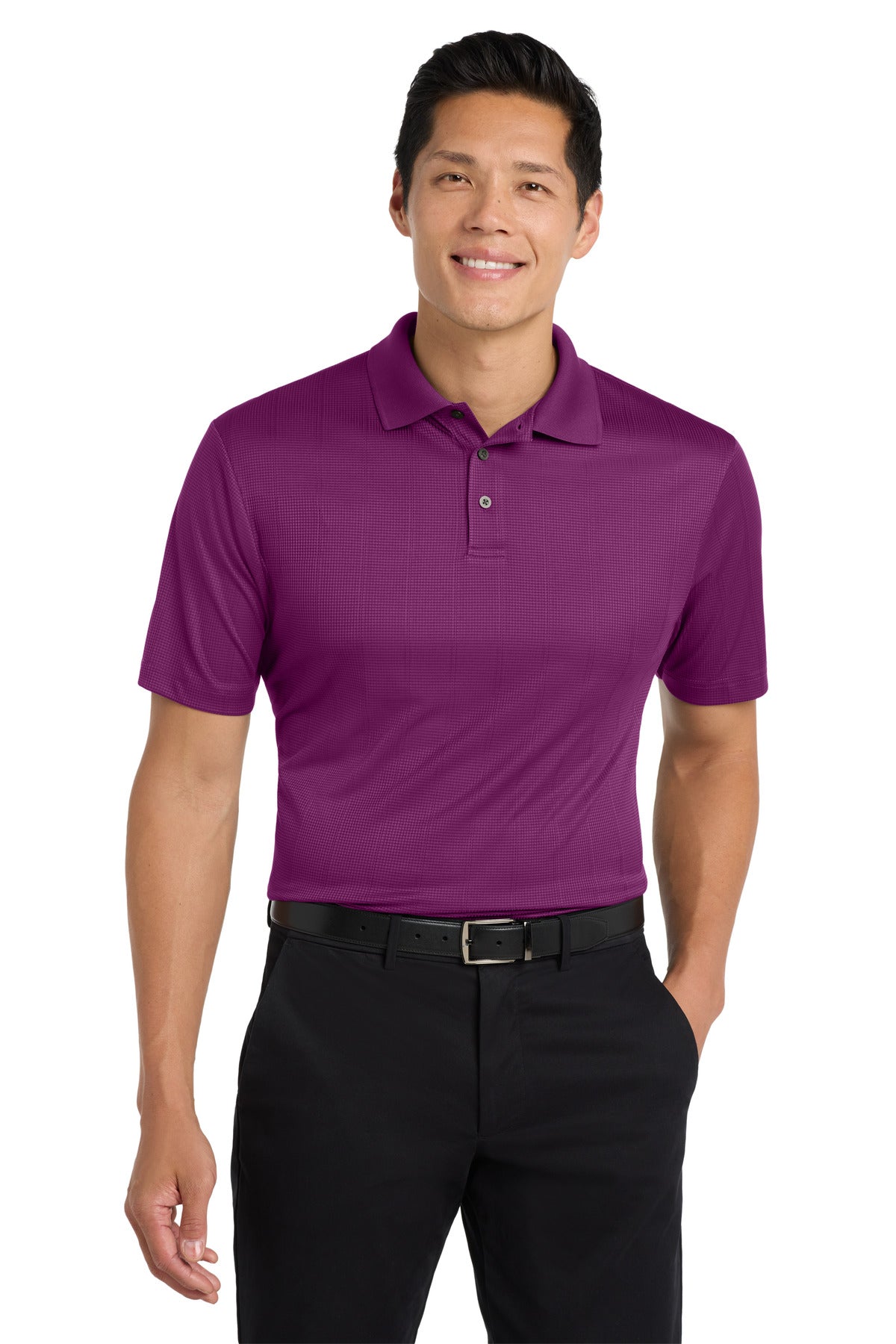 Custom logo Port Authority® Performance Fine Jacquard Polo. K528 in Violet Purple