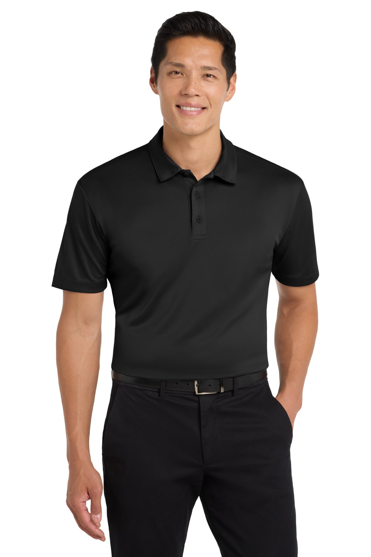 Custom logo Port Authority® Tall Silk Touch™ Performance Polo. TLK540 in Black