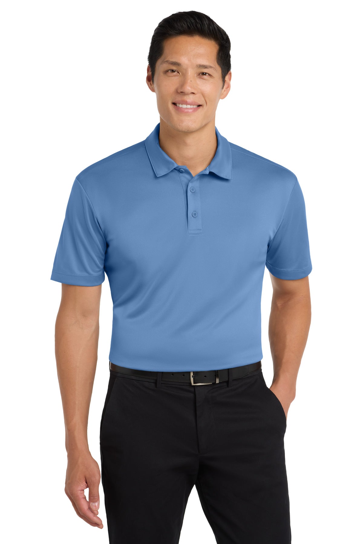 Custom logo Port Authority® Silk Touch™ Performance Polo. K540 in Carolina Blue