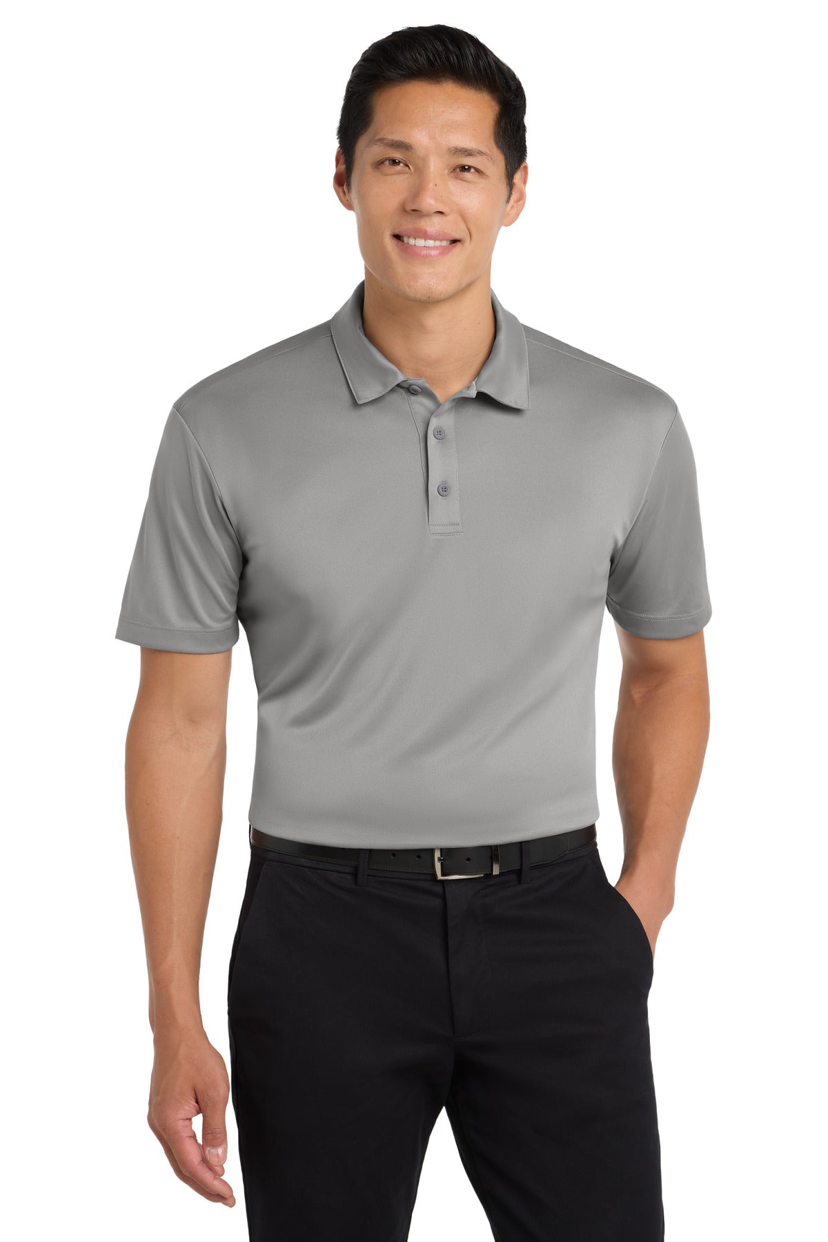 Custom logo Port Authority® Silk Touch™ Performance Polo. K540 in Gusty Grey