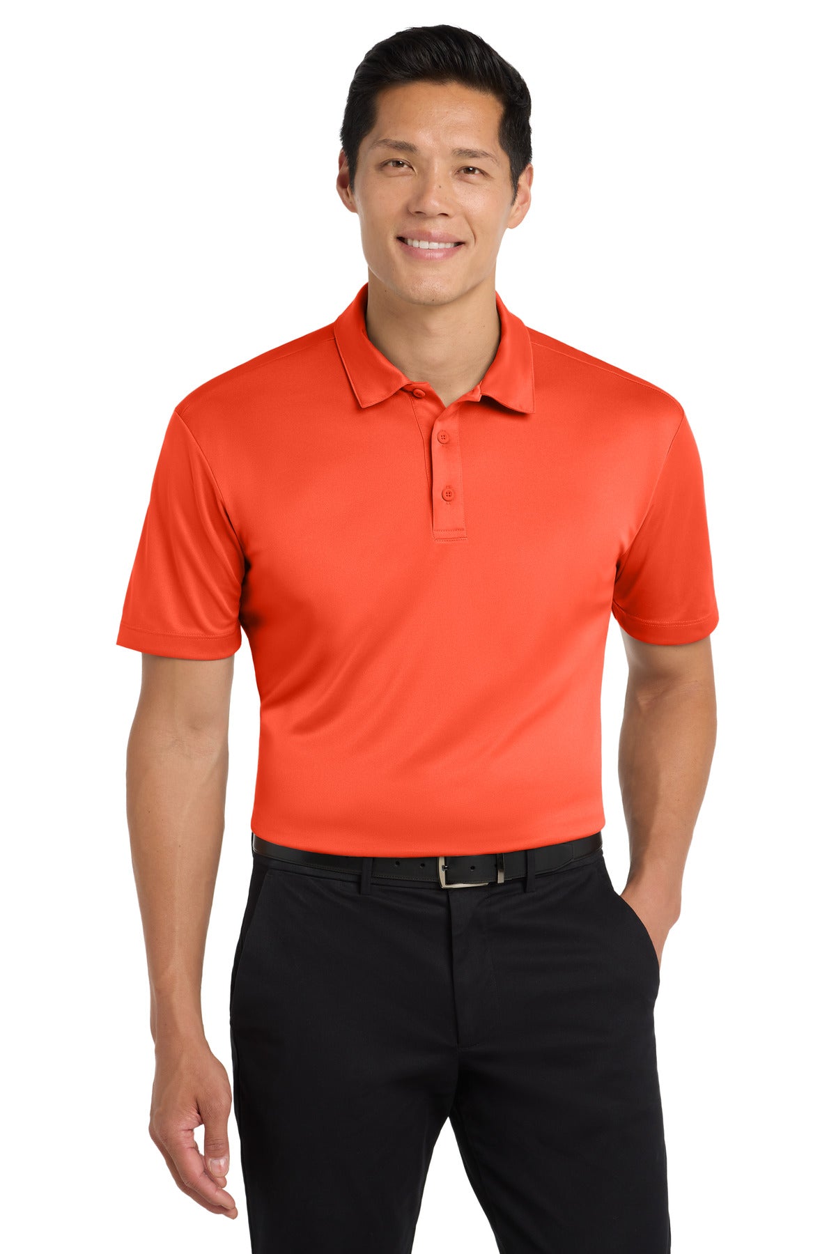 Custom logo Port Authority® Silk Touch™ Performance Polo. K540 in Neon Orange