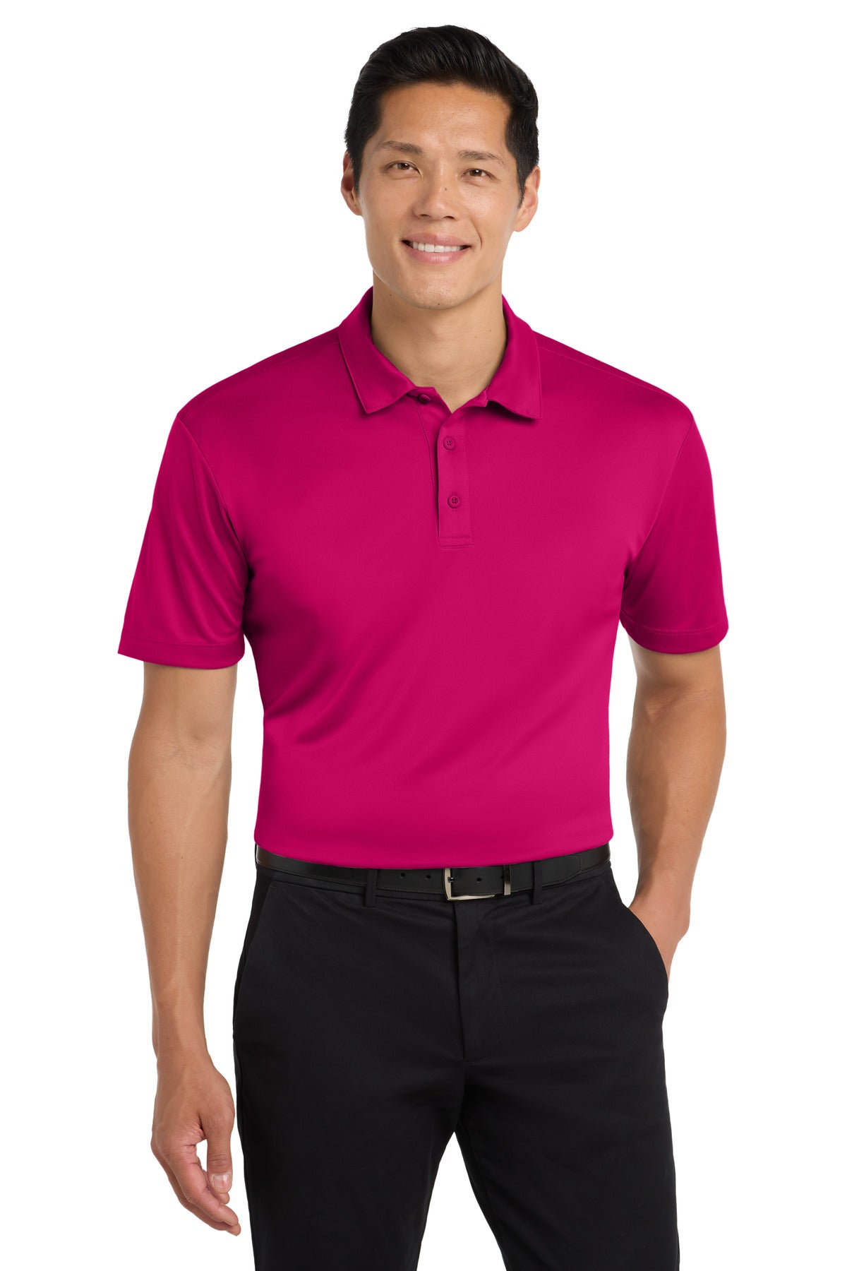 Custom logo Port Authority® Silk Touch™ Performance Polo. K540 in Pink Raspberry