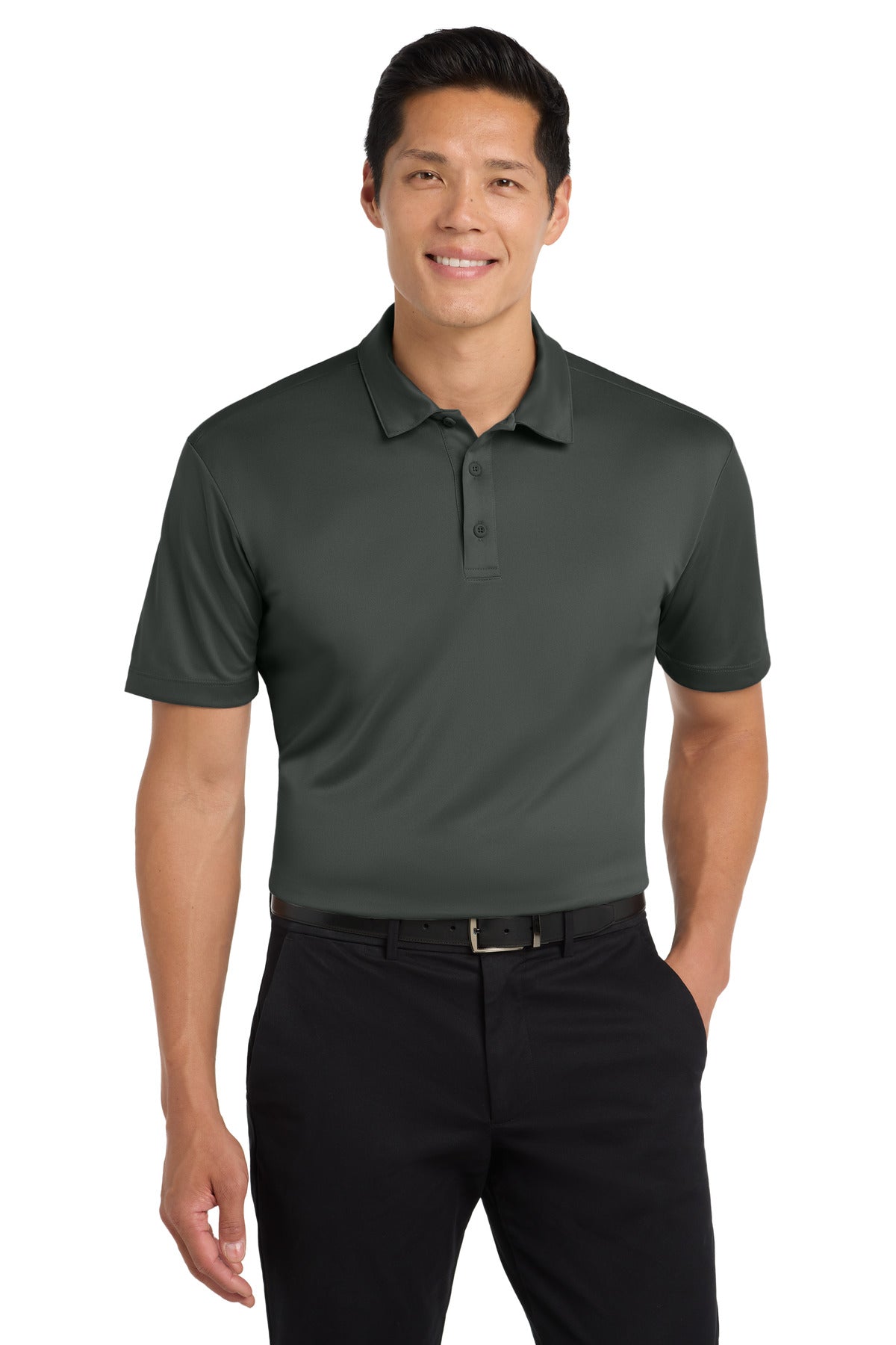 Custom logo Port Authority® Silk Touch™ Performance Polo. K540 in Steel Grey