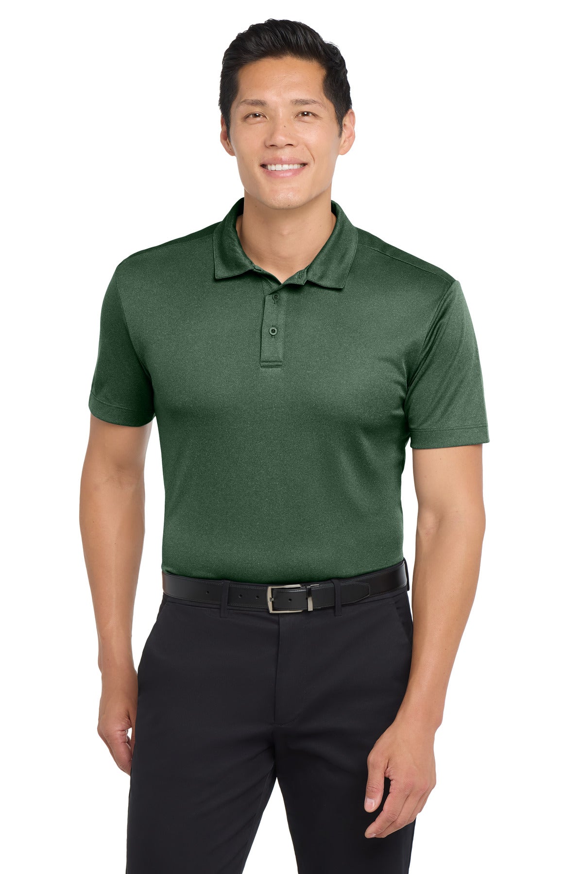 Custom logo Port Authority ® Heathered Silk Touch ™ Performance Polo. K542 in Green Glen Heather