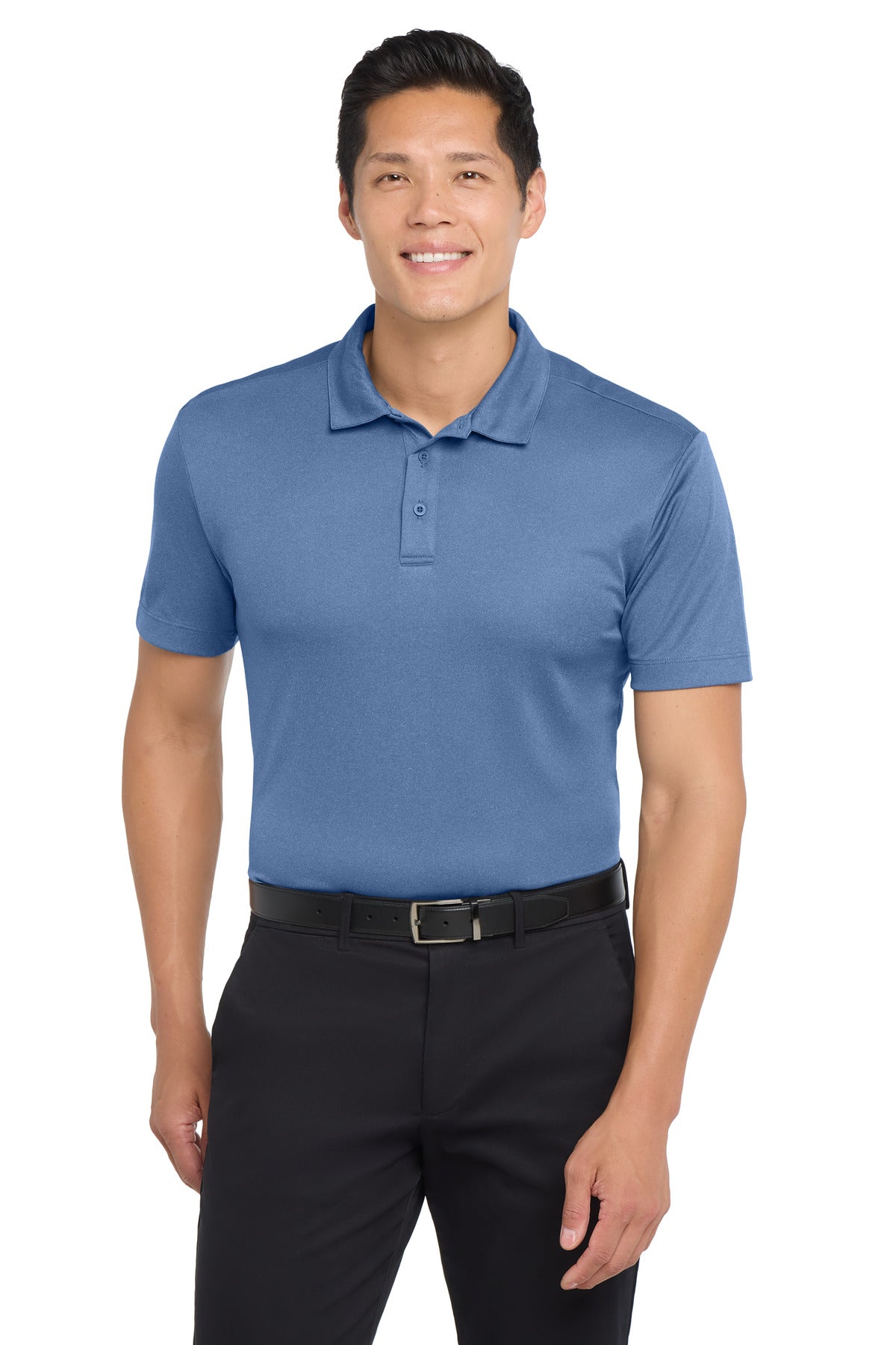 Custom logo Port Authority ® Heathered Silk Touch ™ Performance Polo. K542 in Moonlight Blue Heather