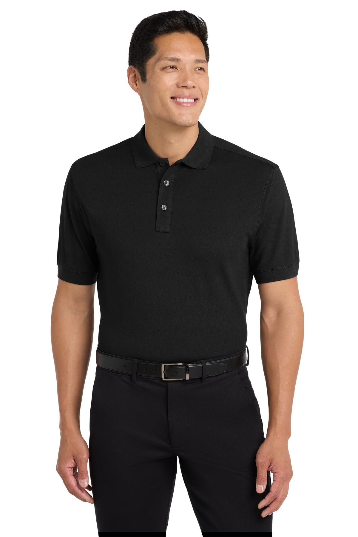 Custom logo Port Authority® Stretch Pique Polo. K555 in Black