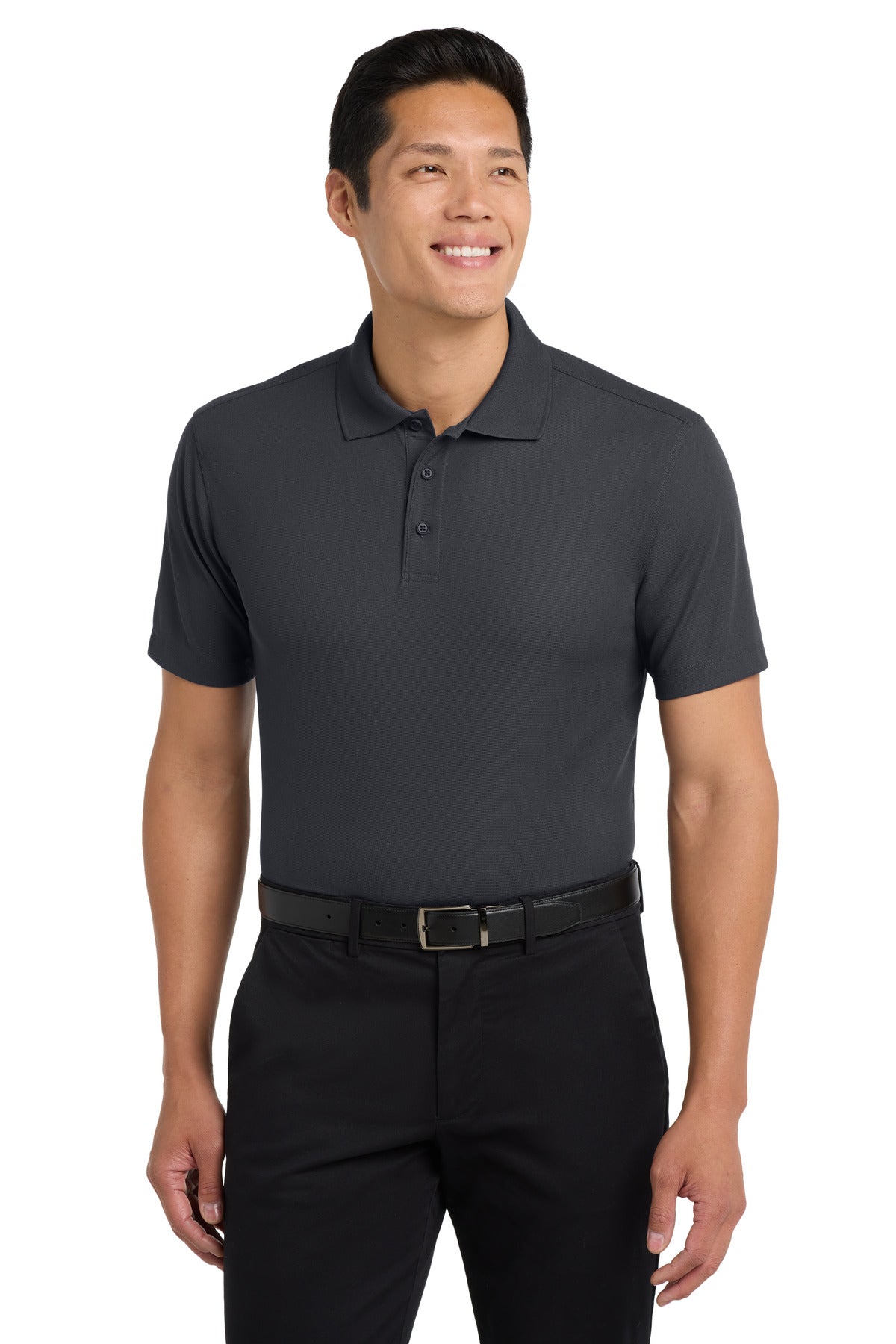 Custom logo Port Authority® Dry Zone® Grid Polo. K572 in Battleship Grey