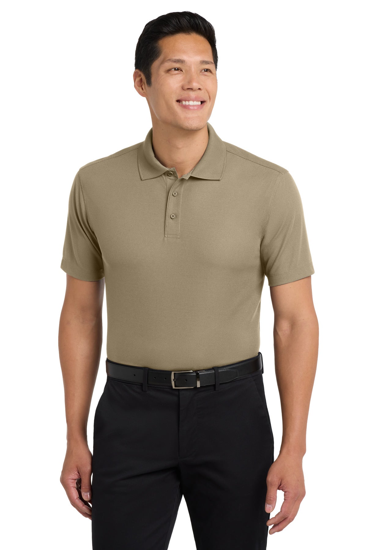 Custom logo Port Authority® Dry Zone® Grid Polo. K572 in Tan
