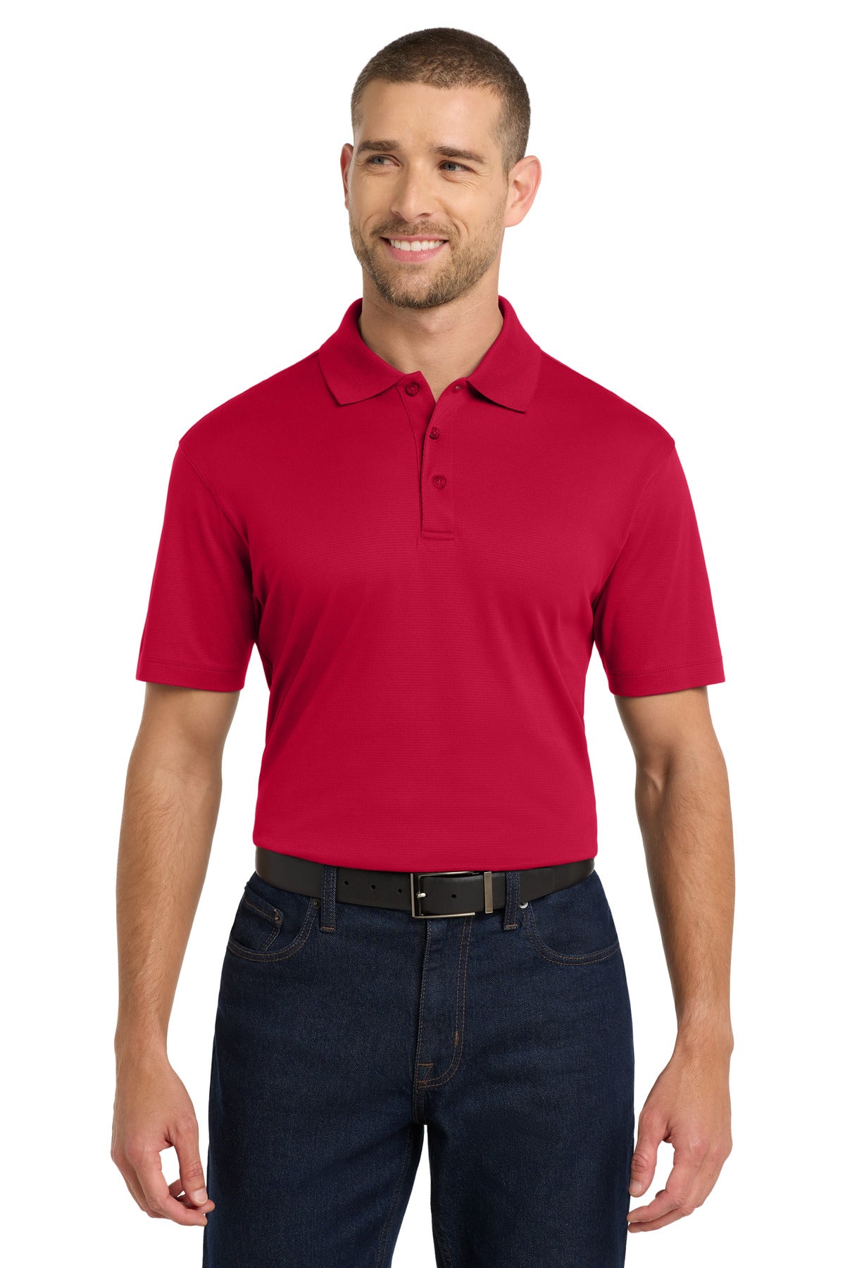 Custom logo Port Authority® Rapid Dry™ Mesh Polo. K573 in Engine Red