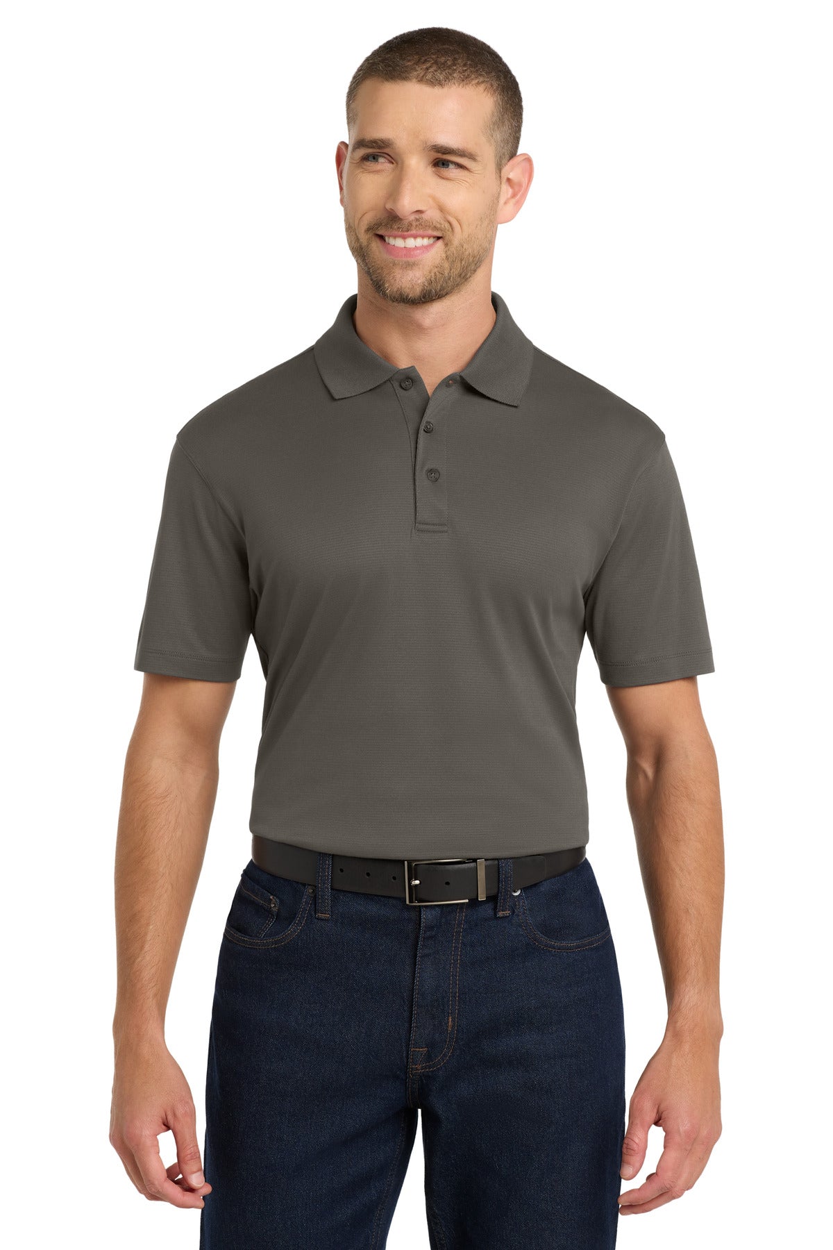 Custom logo Port Authority® Rapid Dry™ Mesh Polo. K573 in Grey Smoke