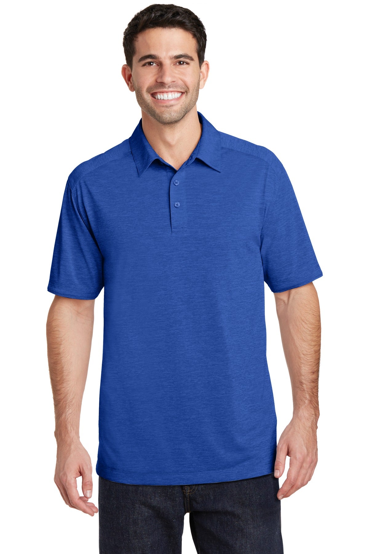 Custom logo Port Authority® Digi Heather Performance Polo. K574 in True Royal