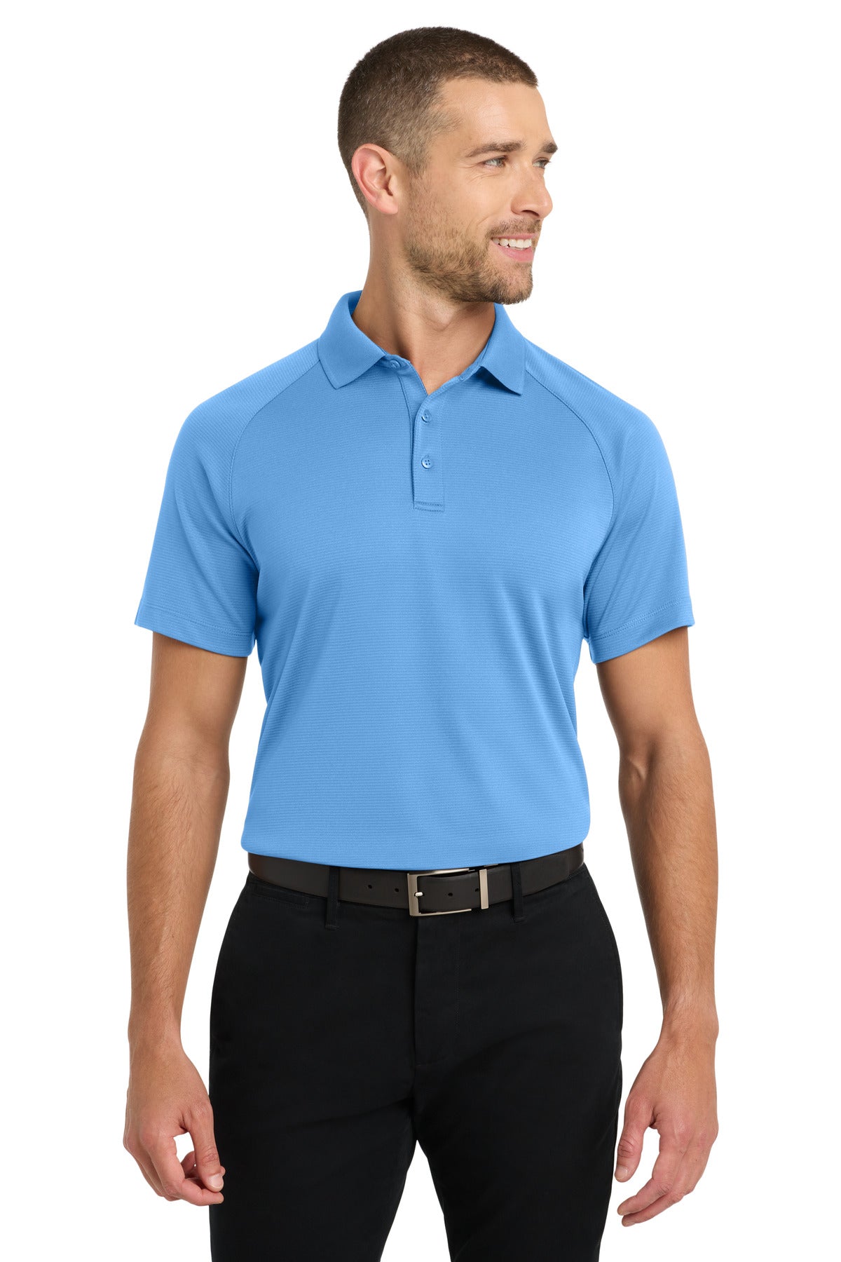 Custom logo Port Authority® Crossover Raglan Polo. K575 in Azure Blue