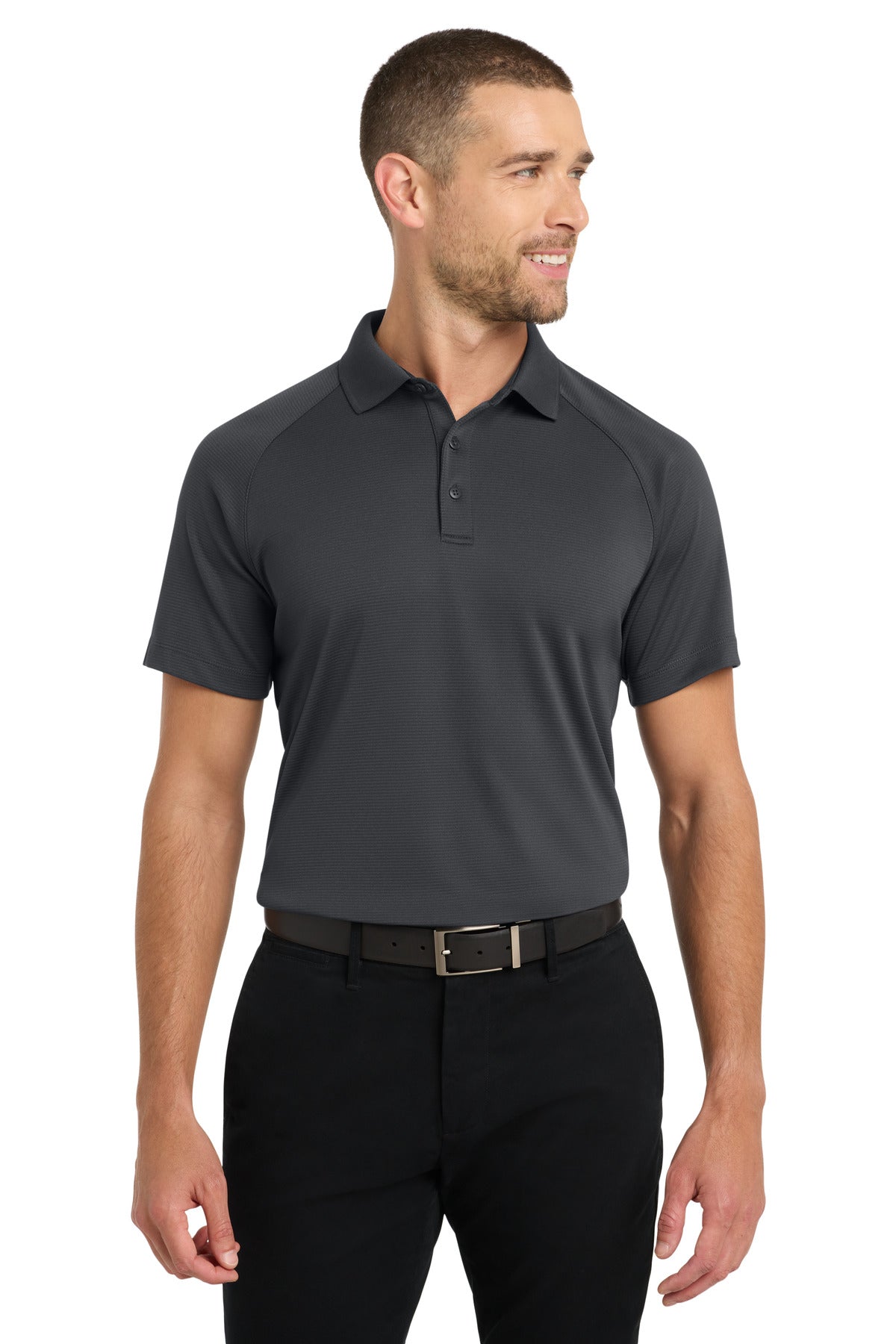 Custom logo Port Authority® Crossover Raglan Polo. K575 in Battleship Grey